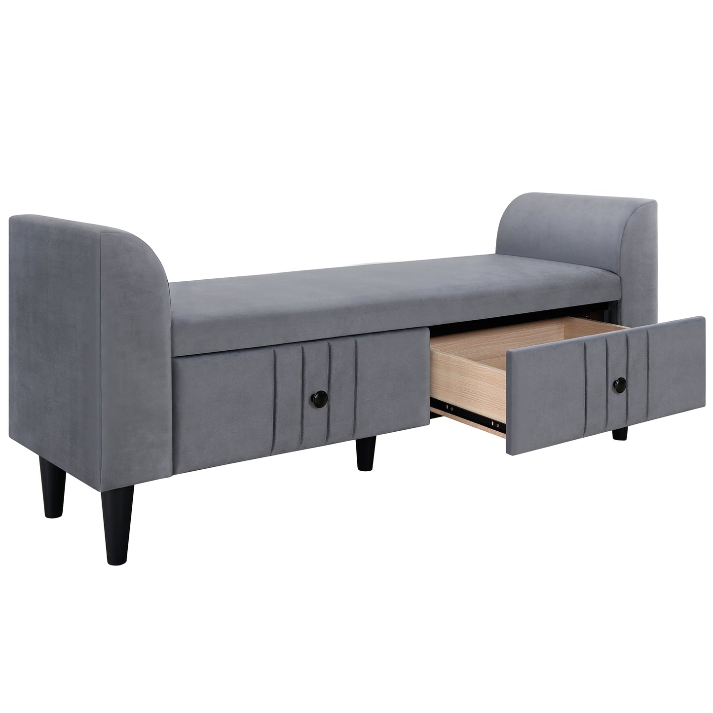 Melysen Upholstered Wooden Storage Ottoman Bench with 2 Drawers For Bedroom,Fully Assembled Except Legs and Handles