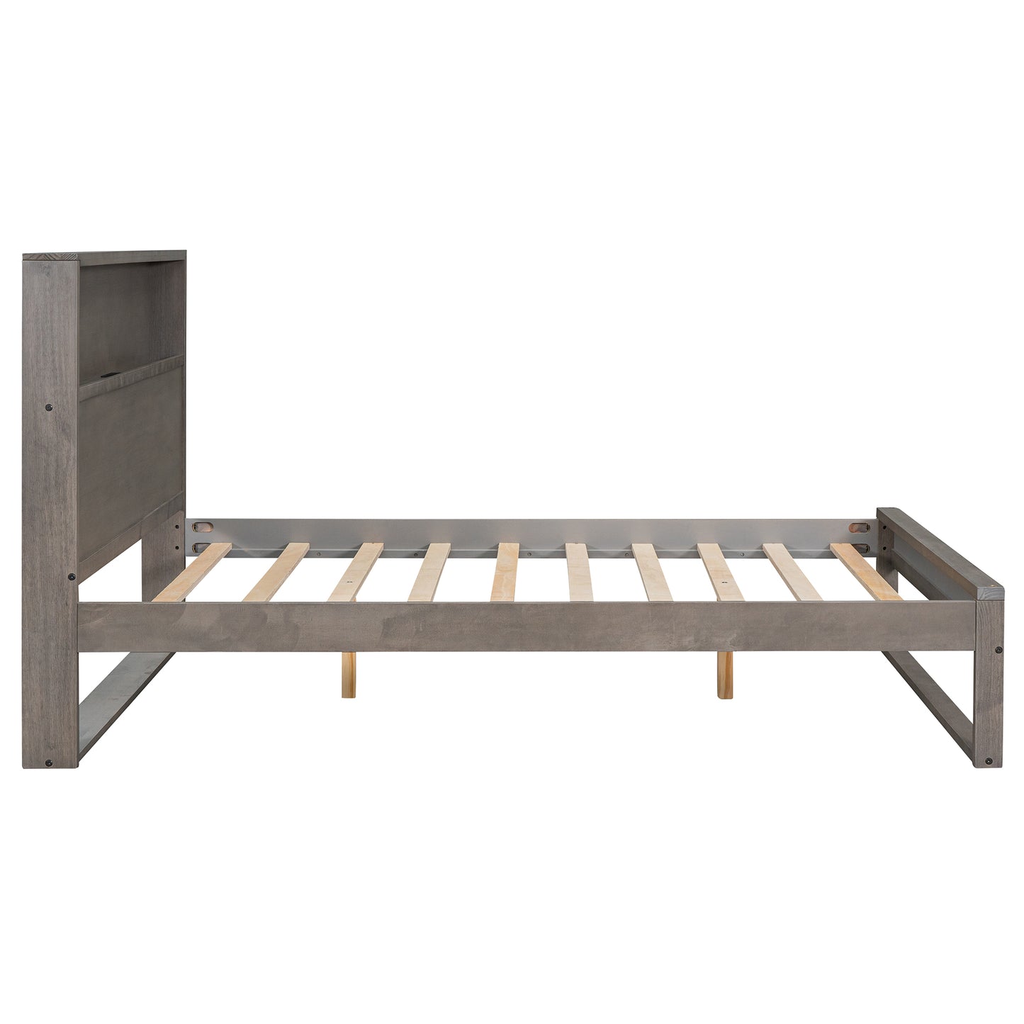 Melysen Platform Bed with Storage Headboard,Sockets and USB Ports,Full Size Platform Bed