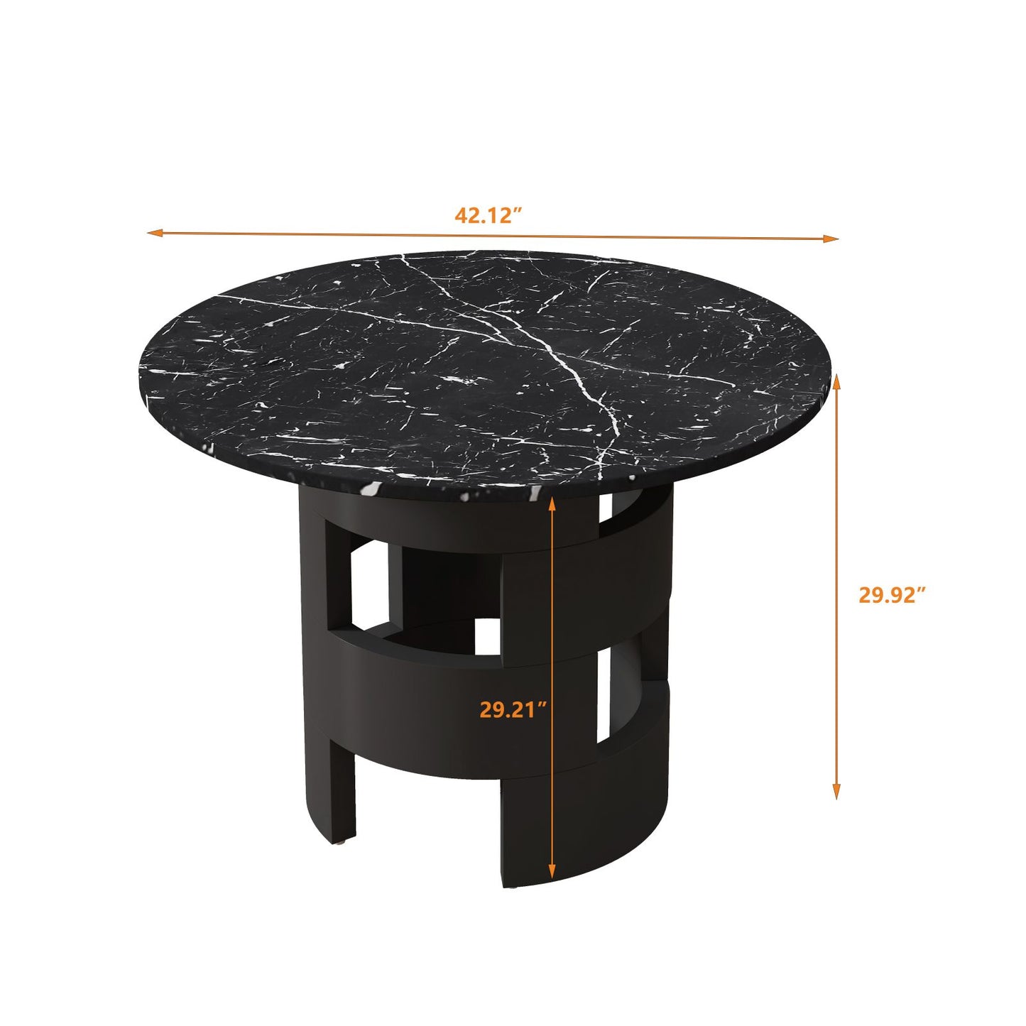 Melysen 42.12"Modern Round Dining Table with Printed Black Marble Table Top for Dining Room, Kitchen, Living Room