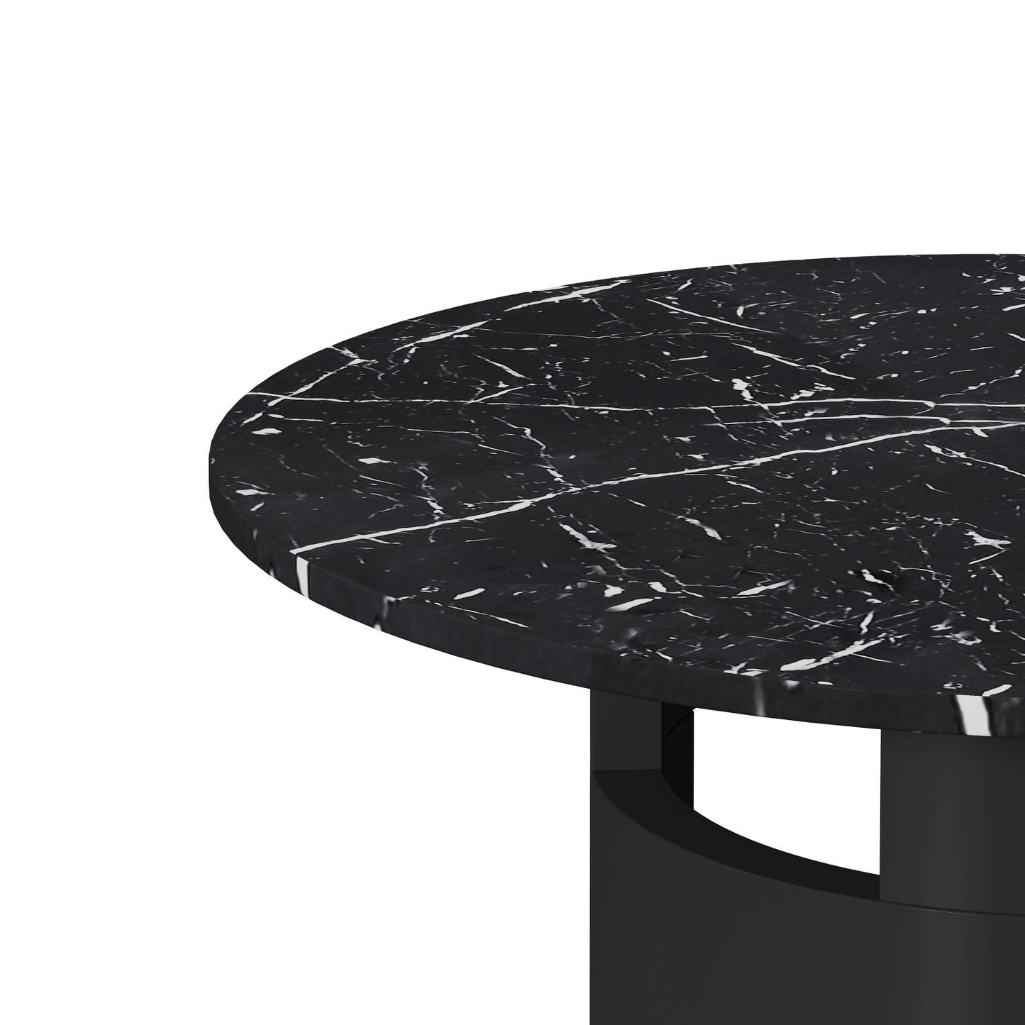 Melysen 42.12"Modern Round Dining Table with Printed Black Marble Table Top for Dining Room, Kitchen, Living Room