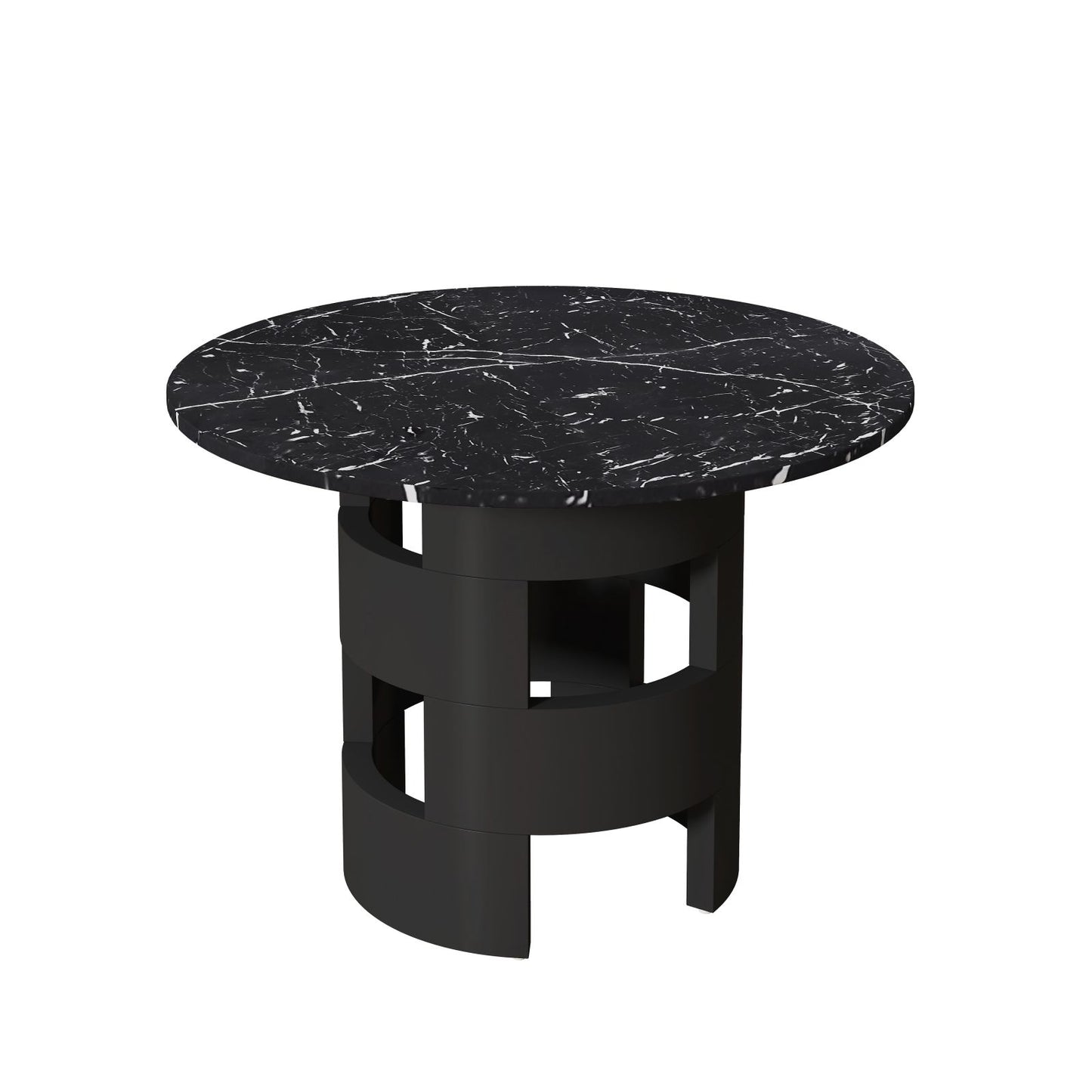 Melysen 42.12"Modern Round Dining Table with Printed Black Marble Table Top for Dining Room, Kitchen, Living Room