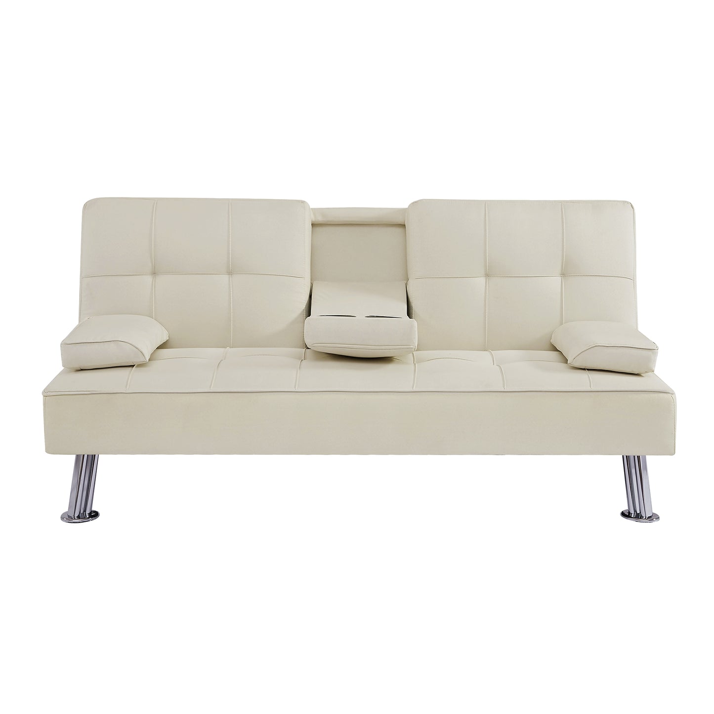 Melysen Beige Love Seat Sofa Bed With Cup Holder