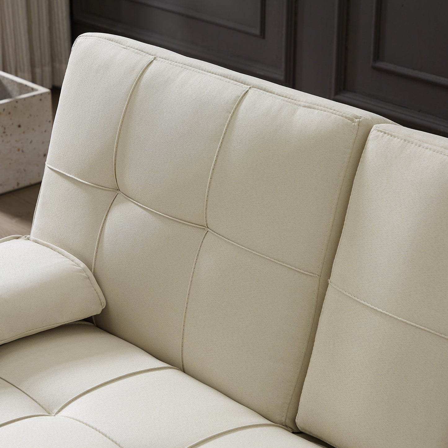 Melysen Beige Love Seat Sofa Bed With Cup Holder