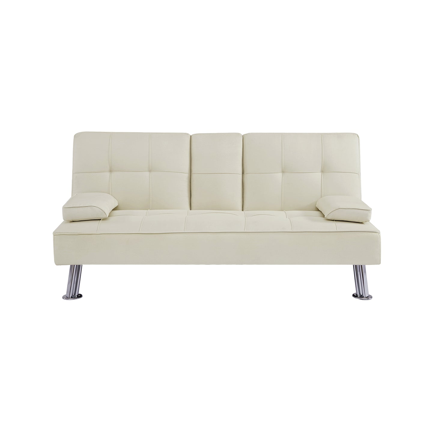 Melysen Beige Love Seat Sofa Bed With Cup Holder