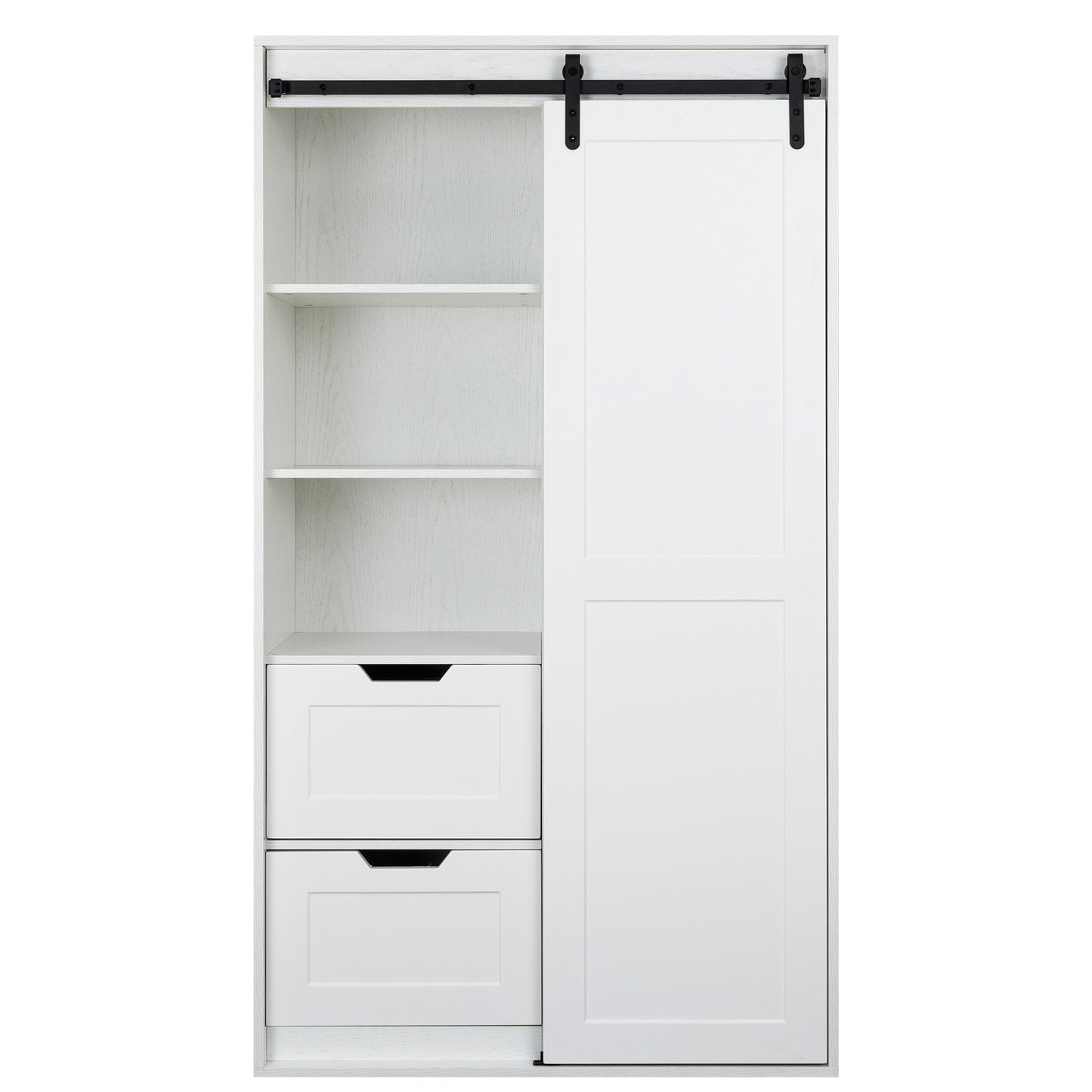 71" Farm Slide Warehouse Door Large Closet Wardrobe, White