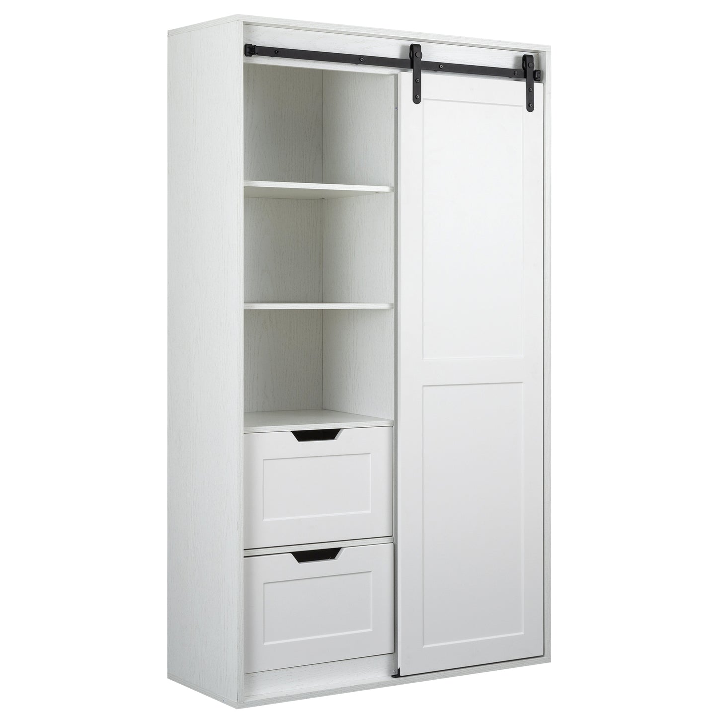 71" Farm Slide Warehouse Door Large Closet Wardrobe, White