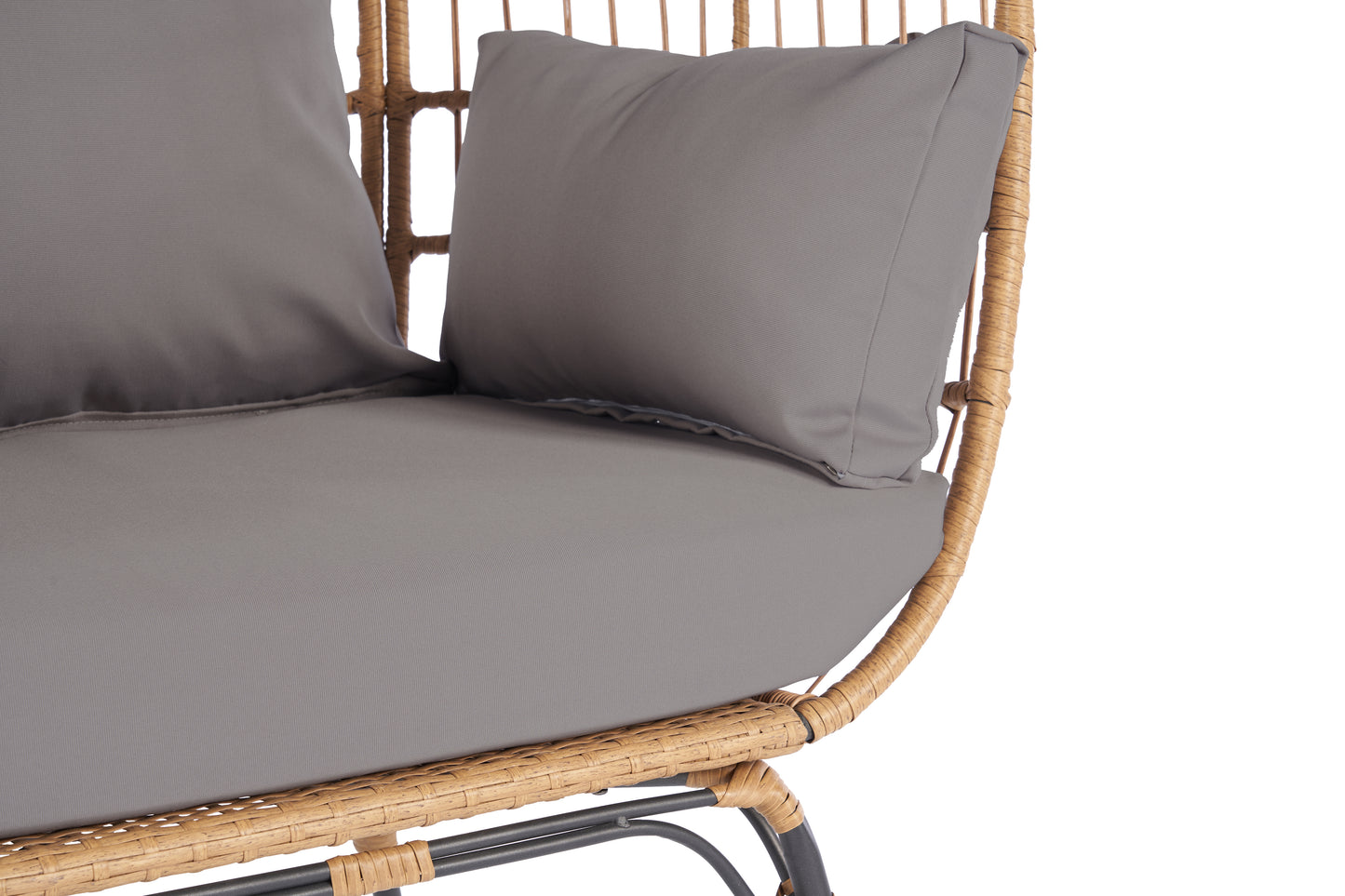 Melysen Wicker Egg Chair, Oversized Indoor Outdoor Lounger for Patio, Backyard, Living Room w/ 5 Cushions, Steel Frame, 440lb Capacity - Light Grey