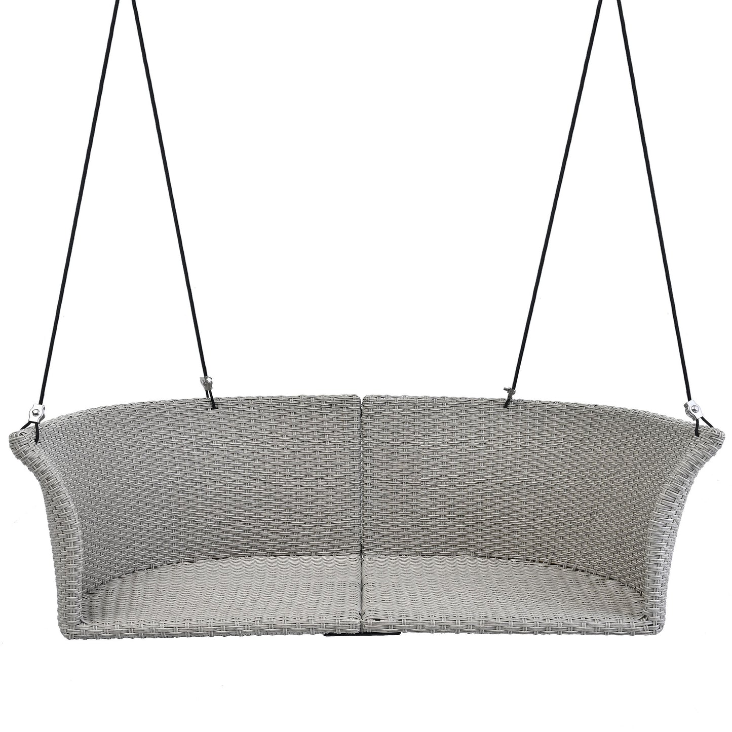 Melysen 51.9" 2-Person Hanging Seat, Rattan Woven Swing Chair, Porch Swing With Ropes,  Gray Wicker+Cushion