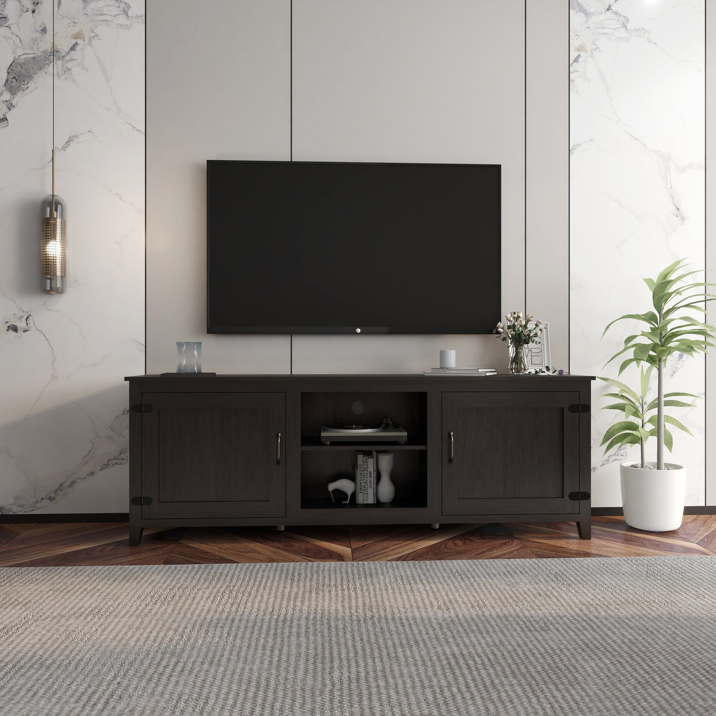 Melysen TV Stand Storage Media Console Entertainment Center with doorsin