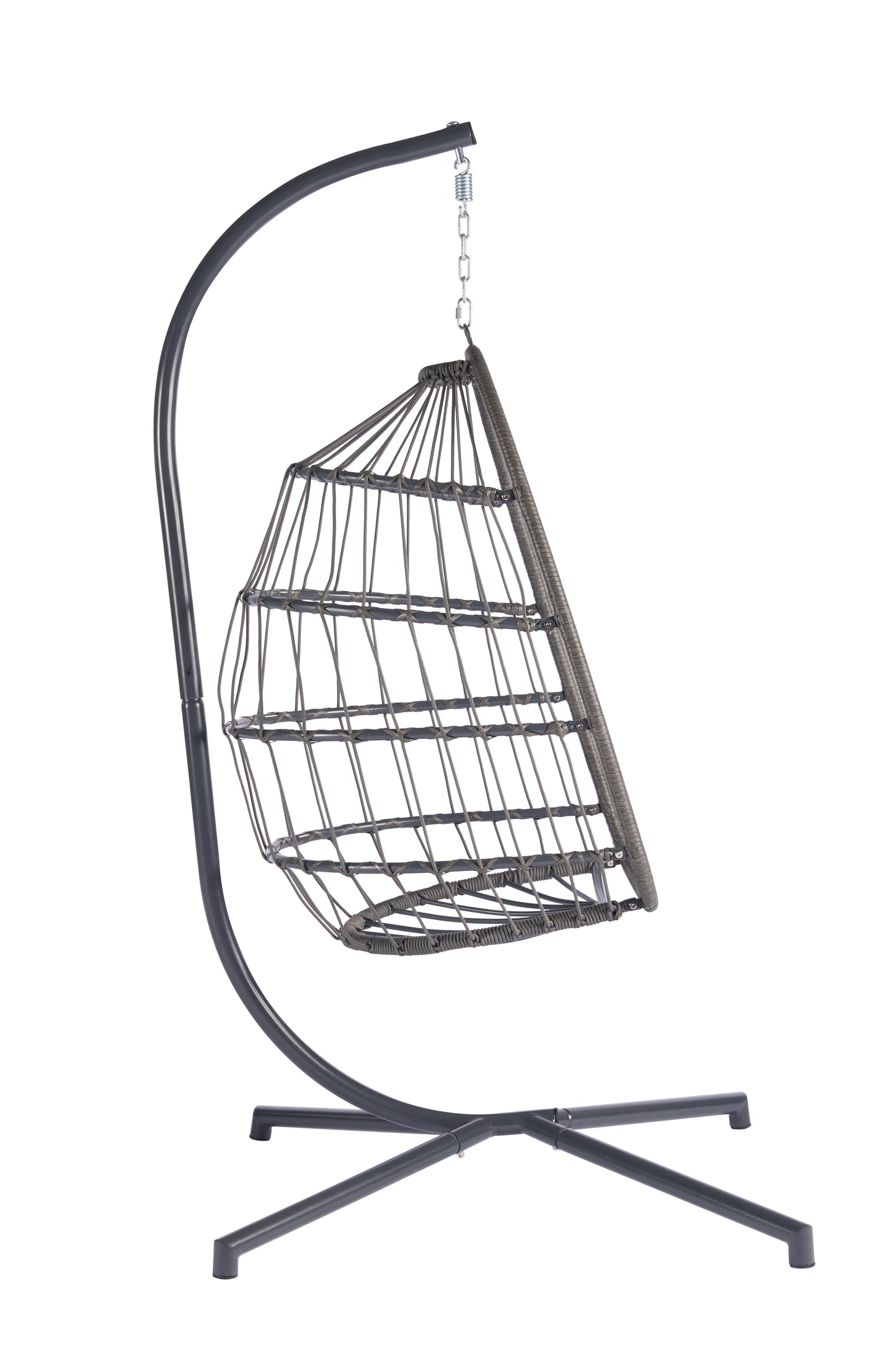 Melysen Outdoor Garden Rattan Egg Swing Chair Hanging Chair  Light Gray Cushion