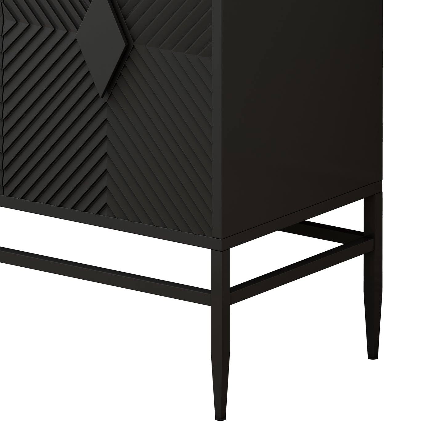 Melysen 31.50" Modern 2 Door Wooden Storage Cabinet Accent Cabinet with Metal Leg Featuring Two-tier Storage, Painted in Black