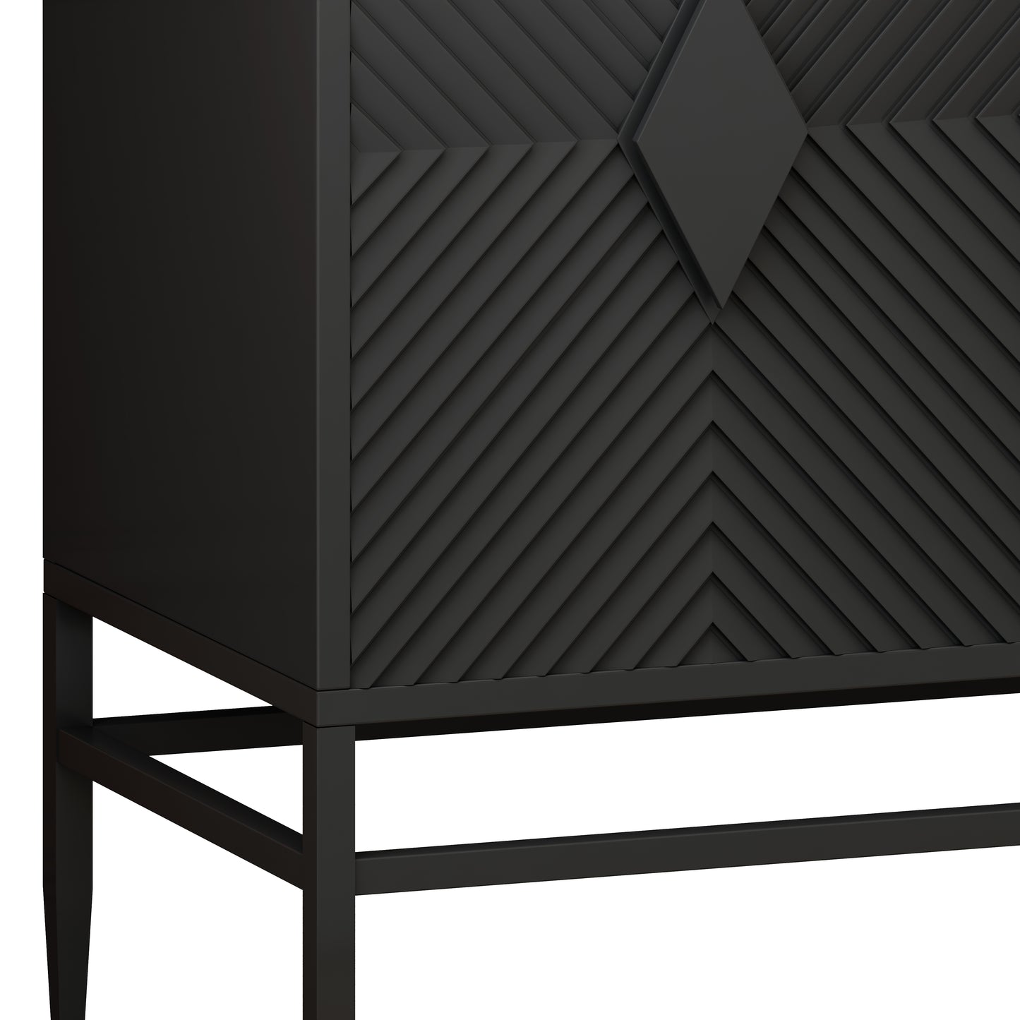 Melysen 31.50" Modern 2 Door Wooden Storage Cabinet Accent Cabinet with Metal Leg Featuring Two-tier Storage, Painted in Black