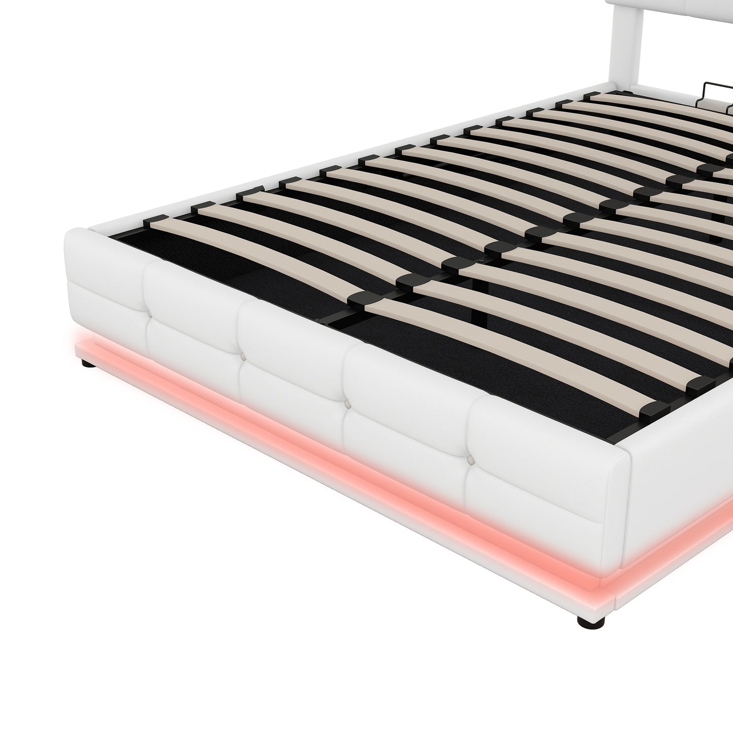 Melysen Full Size Tufted Upholstered Platform Bed with Hydraulic Storage System,PU Storage Bed with LED Lights and USB charger