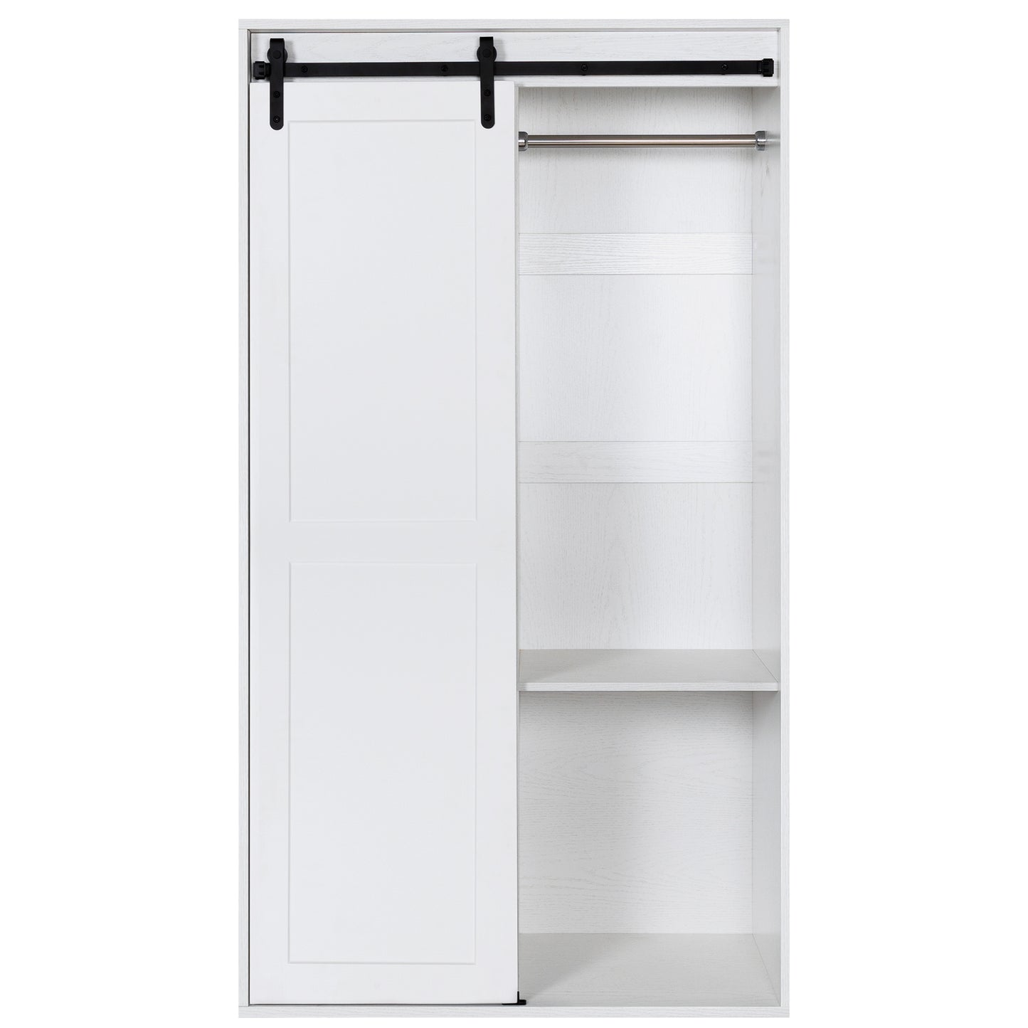 71" Farm Slide Warehouse Door Large Closet Wardrobe, White