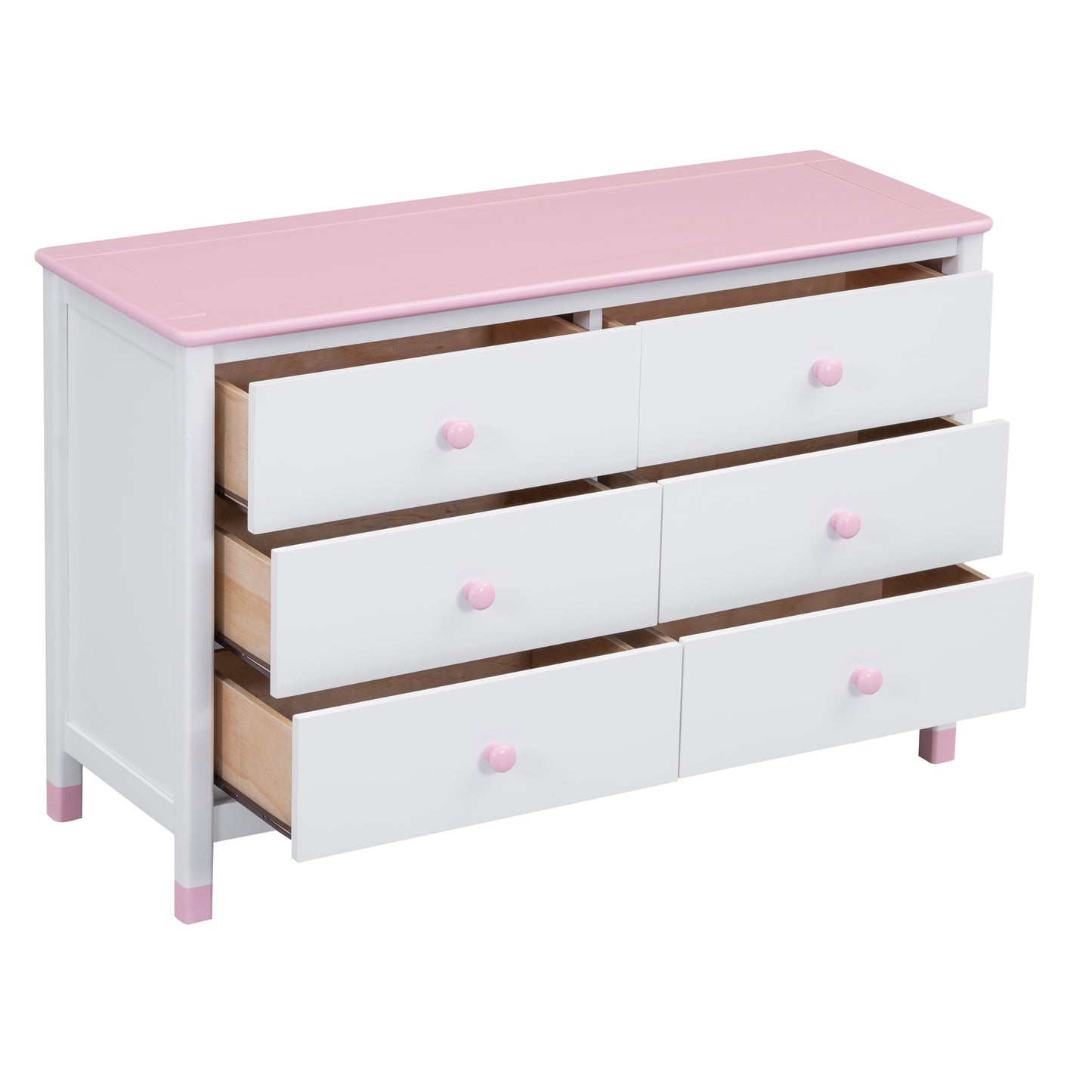 Melysen 3-Pieces Bedroom Sets Twin Size Platform Bed with Nightstand and Storage dresser,White+Pink