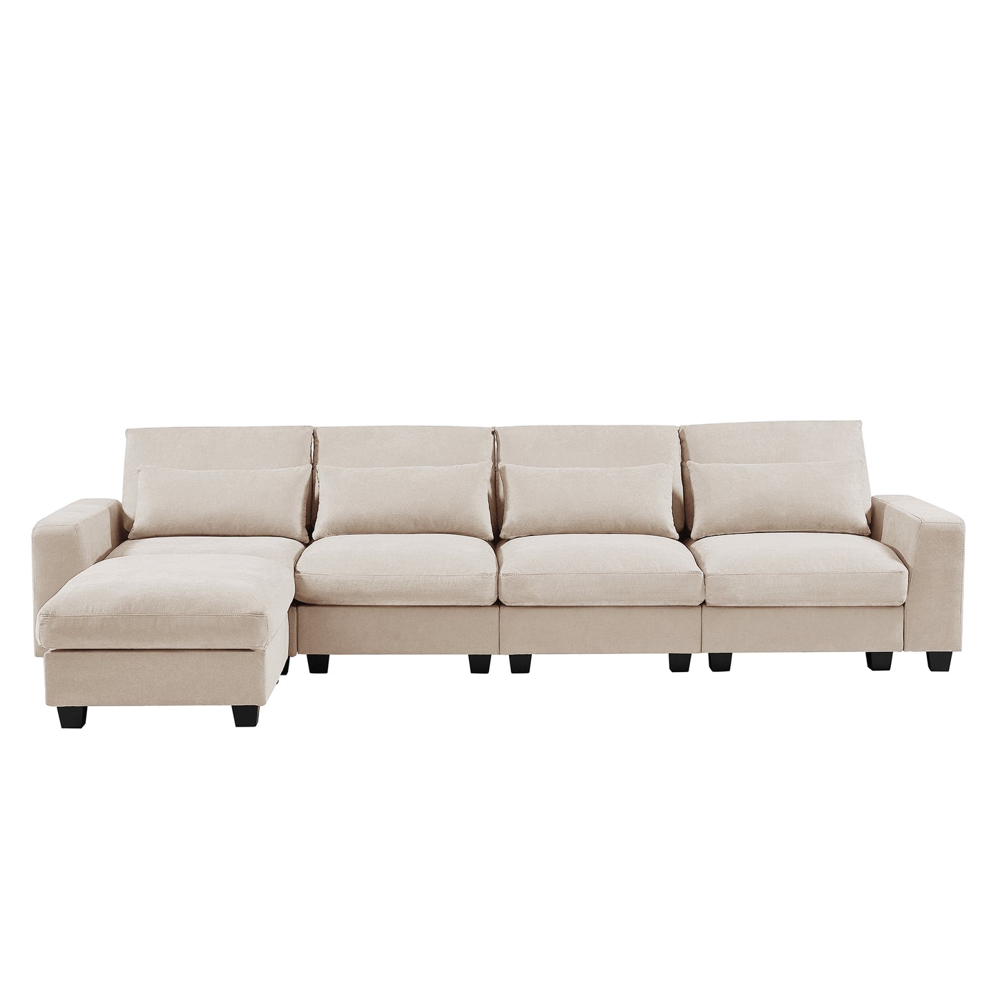 Melysen Modern Large L-Shape Feather Filled Sectional Sofa,Convertible Sofa Couch with Reversible Chaise for Living Room