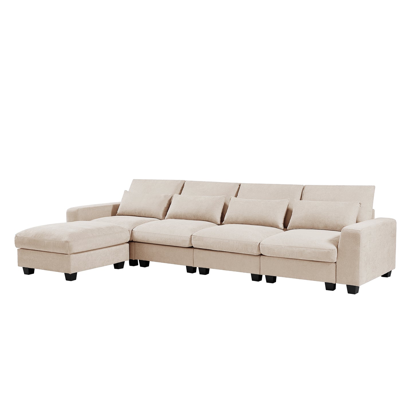 Melysen Modern Large L-Shape Feather Filled Sectional Sofa,Convertible Sofa Couch with Reversible Chaise for Living Room