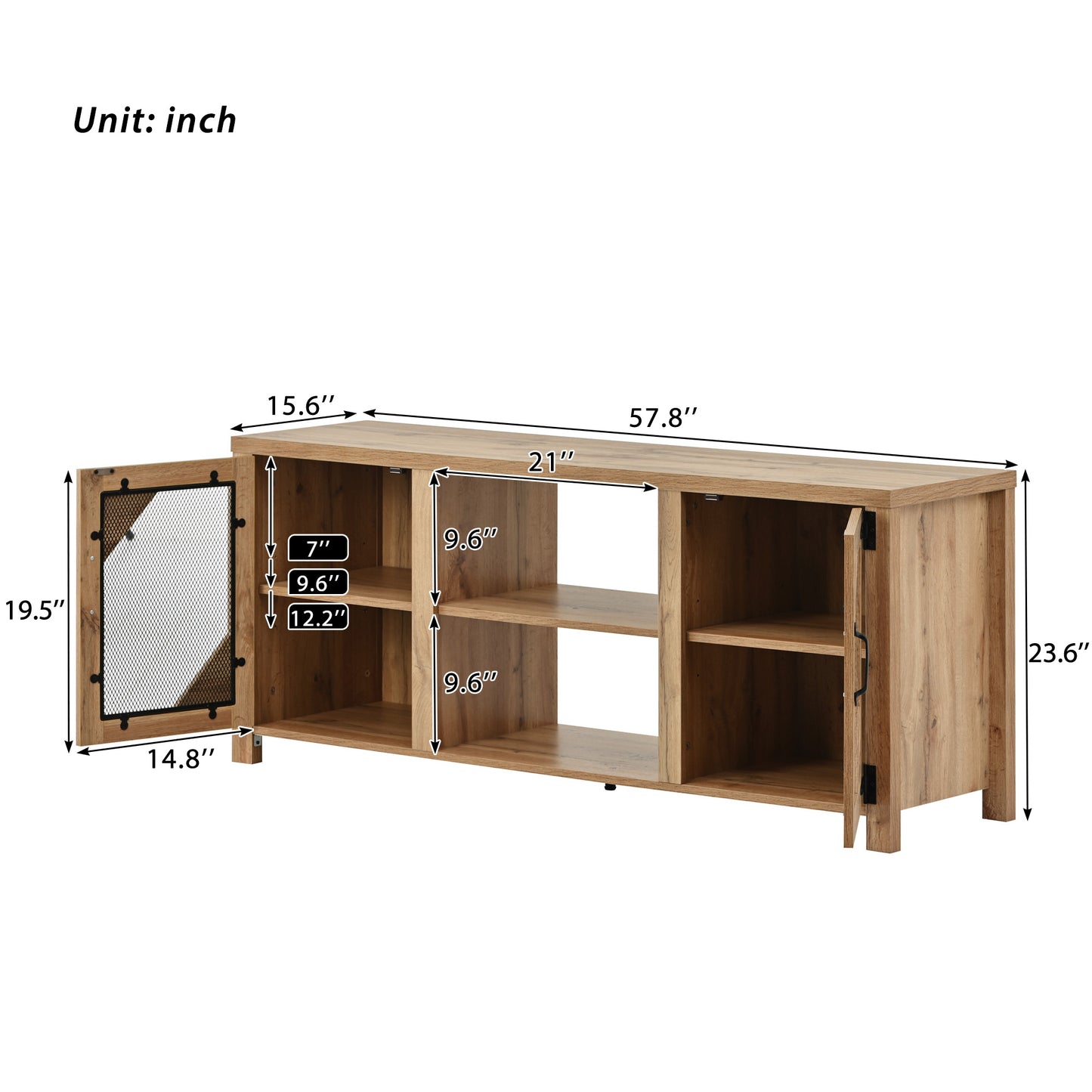 Melysen Modern TV Stand for 65" TV with Large Storage Space, 3 Levels Adjustable shelves, Magnetic Cabinet Door, Entertainment Center for Living Room, Bedroom,Natural Wood