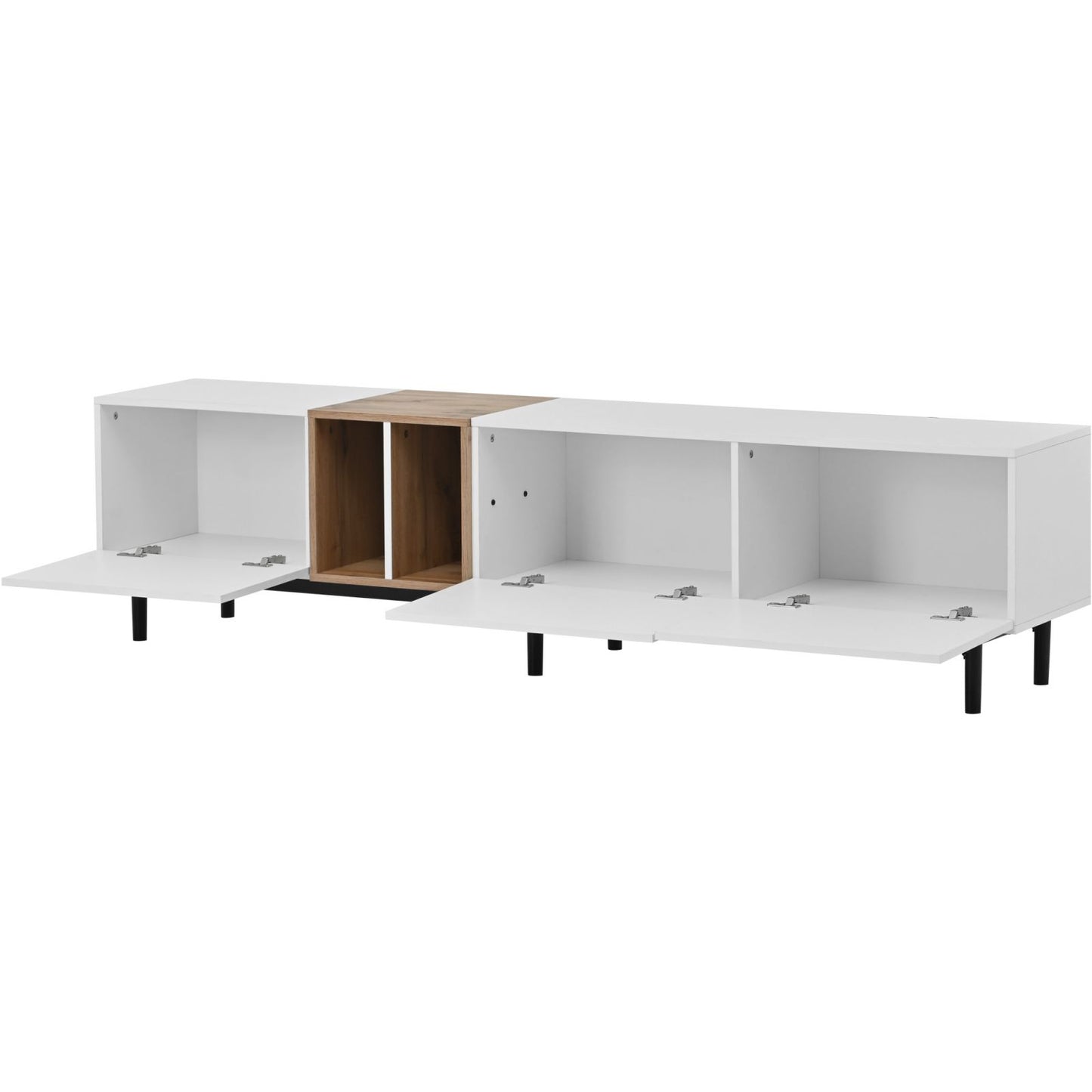 Melysen Modern TV Stand for 80" TV with 3 Doors, Media Console Table, Entertainment Center with Large Storage Cabinet for Living Room, Bedroom,White