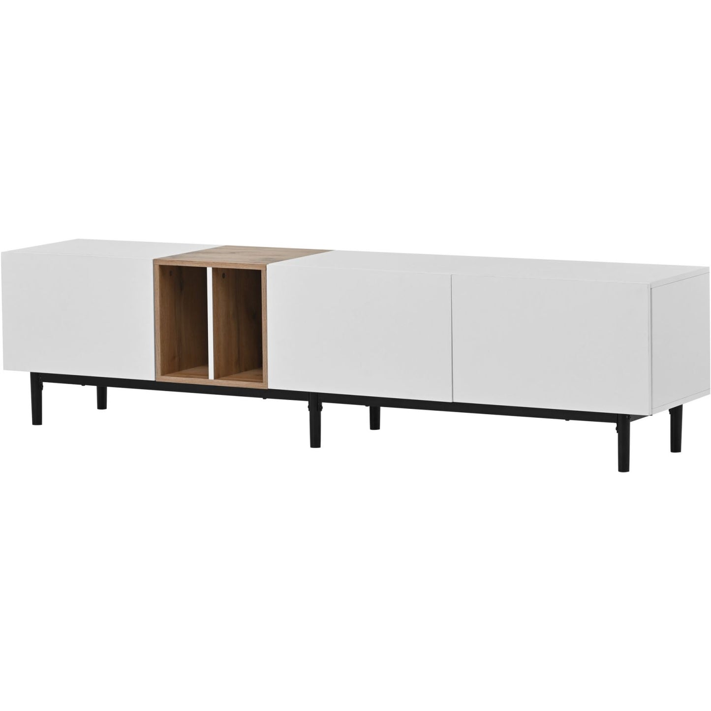 Melysen Modern TV Stand for 80" TV with 3 Doors, Media Console Table, Entertainment Center with Large Storage Cabinet for Living Room, Bedroom,White