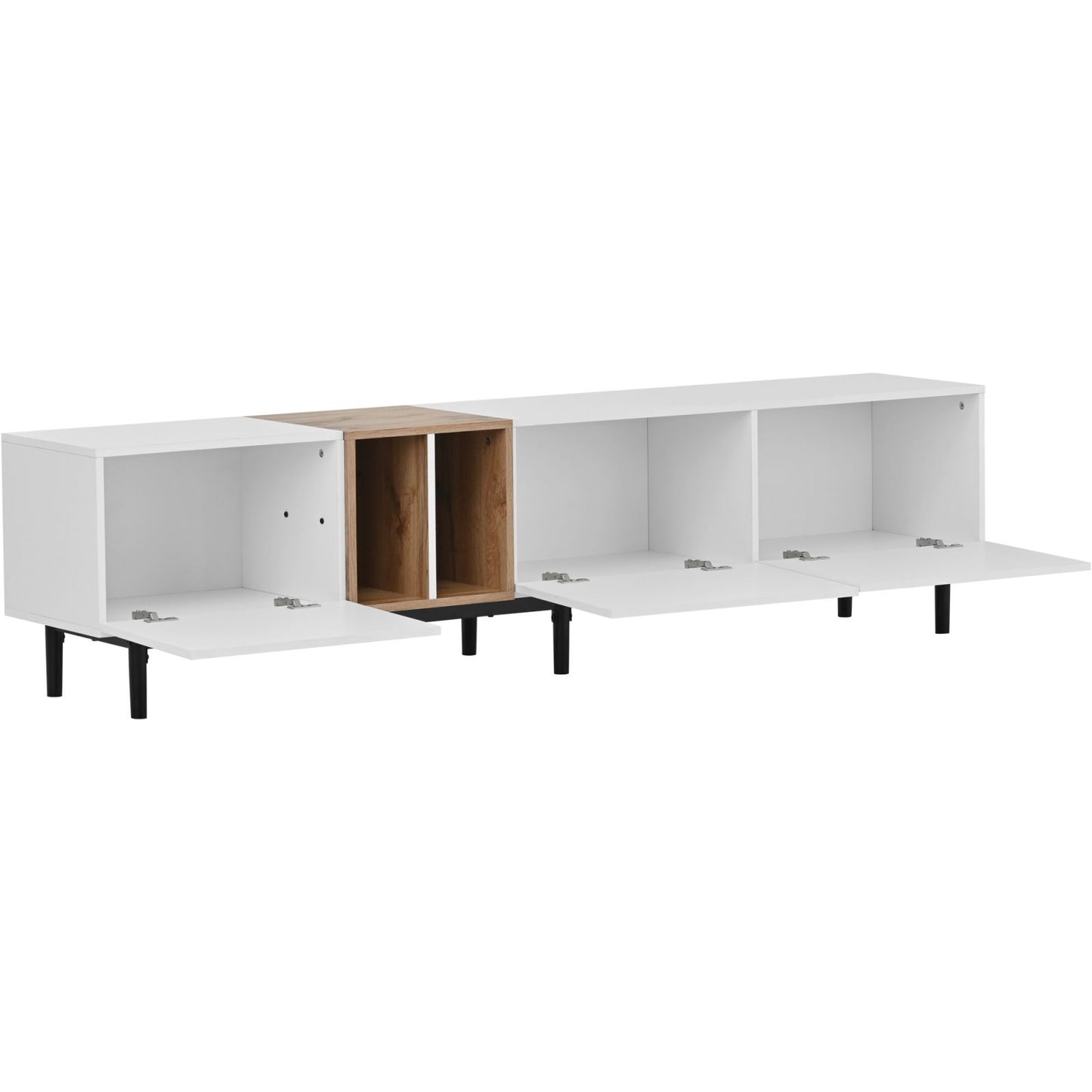 Melysen Modern TV Stand for 80" TV with 3 Doors, Media Console Table, Entertainment Center with Large Storage Cabinet for Living Room, Bedroom,White