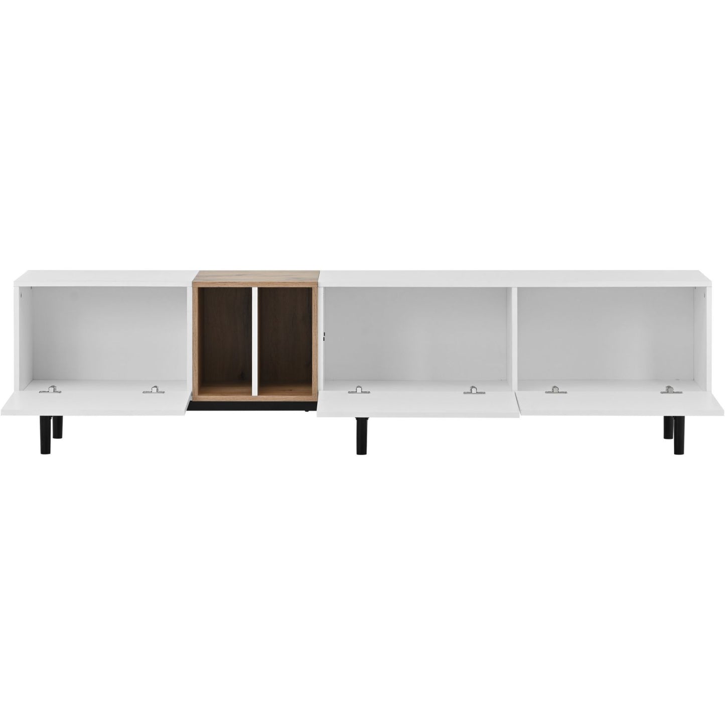 Melysen Modern TV Stand for 80" TV with 3 Doors, Media Console Table, Entertainment Center with Large Storage Cabinet for Living Room, Bedroom,White