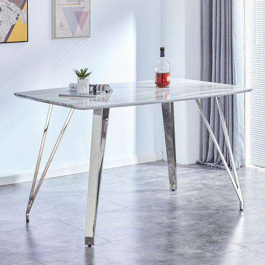 Melysen Dining Table Spacious Mdf Top Dining Table with Plating Legs