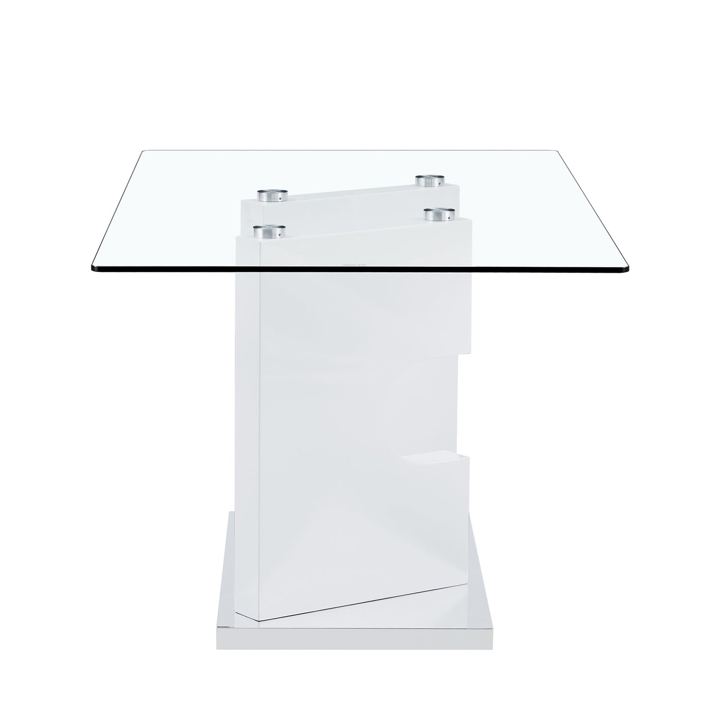 Melysen Large Modern Minimalist Rectangular Glass Dining Table, Suitable For 6-8 People, Equipped with 0.31"Thick Tempered Glass Tabletop and Mdf Board Irregular Support