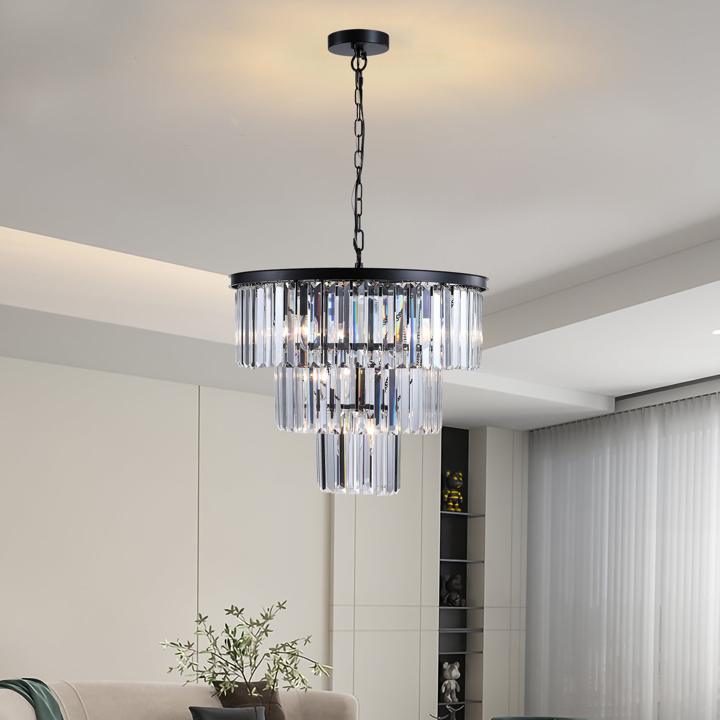 7-E12 Black Luxury Crystal Chandelier(No Bulbs)