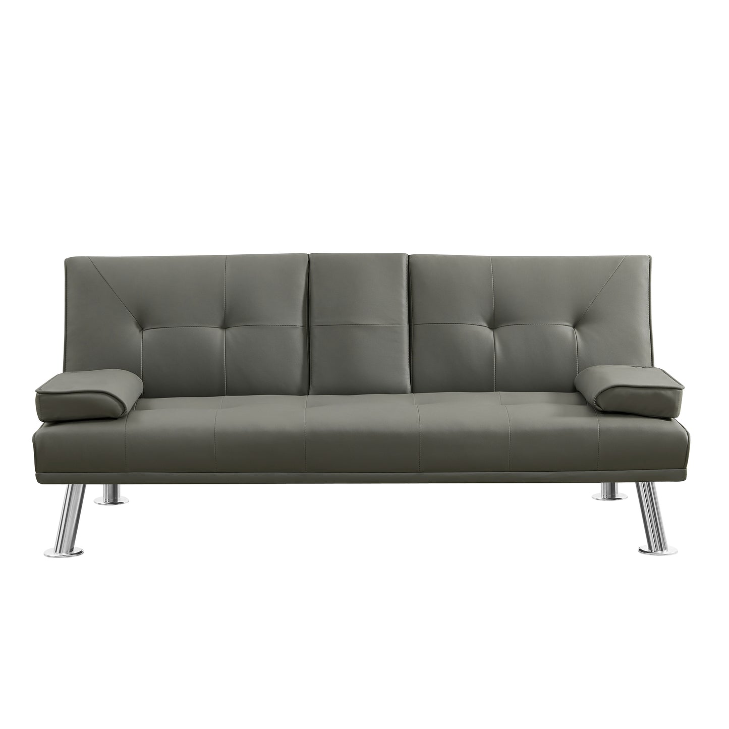 Melysen Grey Pu Sofa Bed With Cup Holder