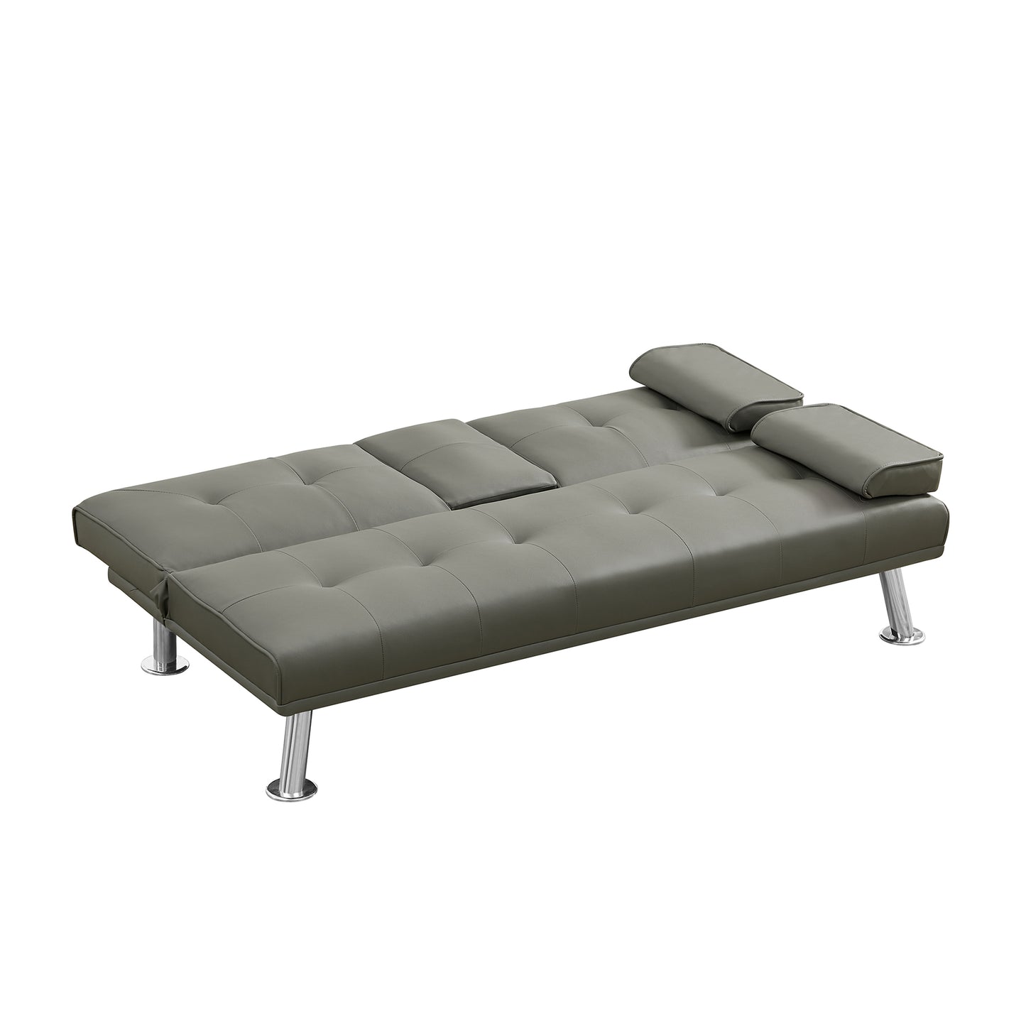 Melysen Grey Pu Sofa Bed With Cup Holder