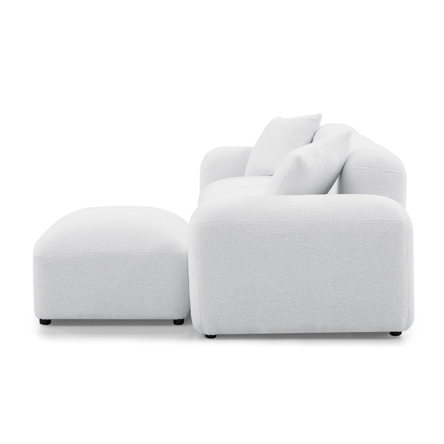 Melysen L-Shape Modular Sectional Sofa, DIY Combination,Teddy Fabric,White