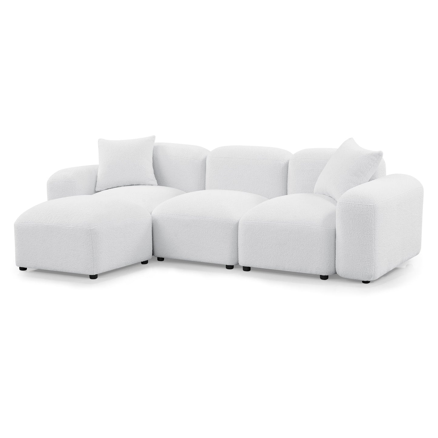 Melysen L-Shape Modular Sectional Sofa, DIY Combination,Teddy Fabric,White