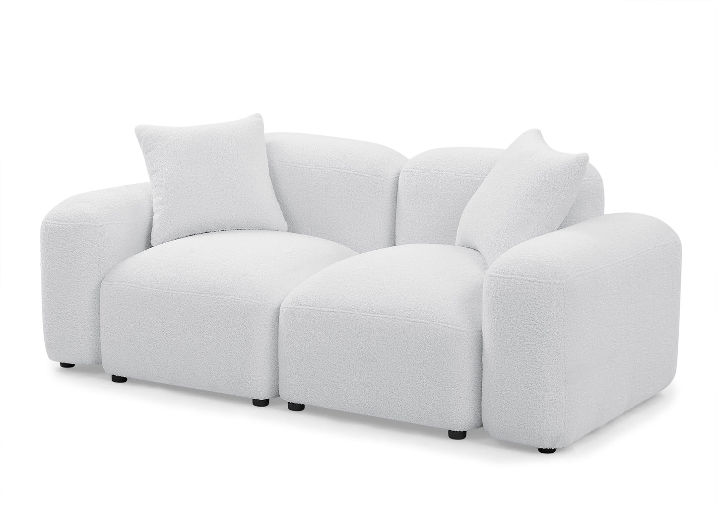 Melysen L-Shape Modular Sectional Sofa, DIY Combination,Teddy Fabric,White