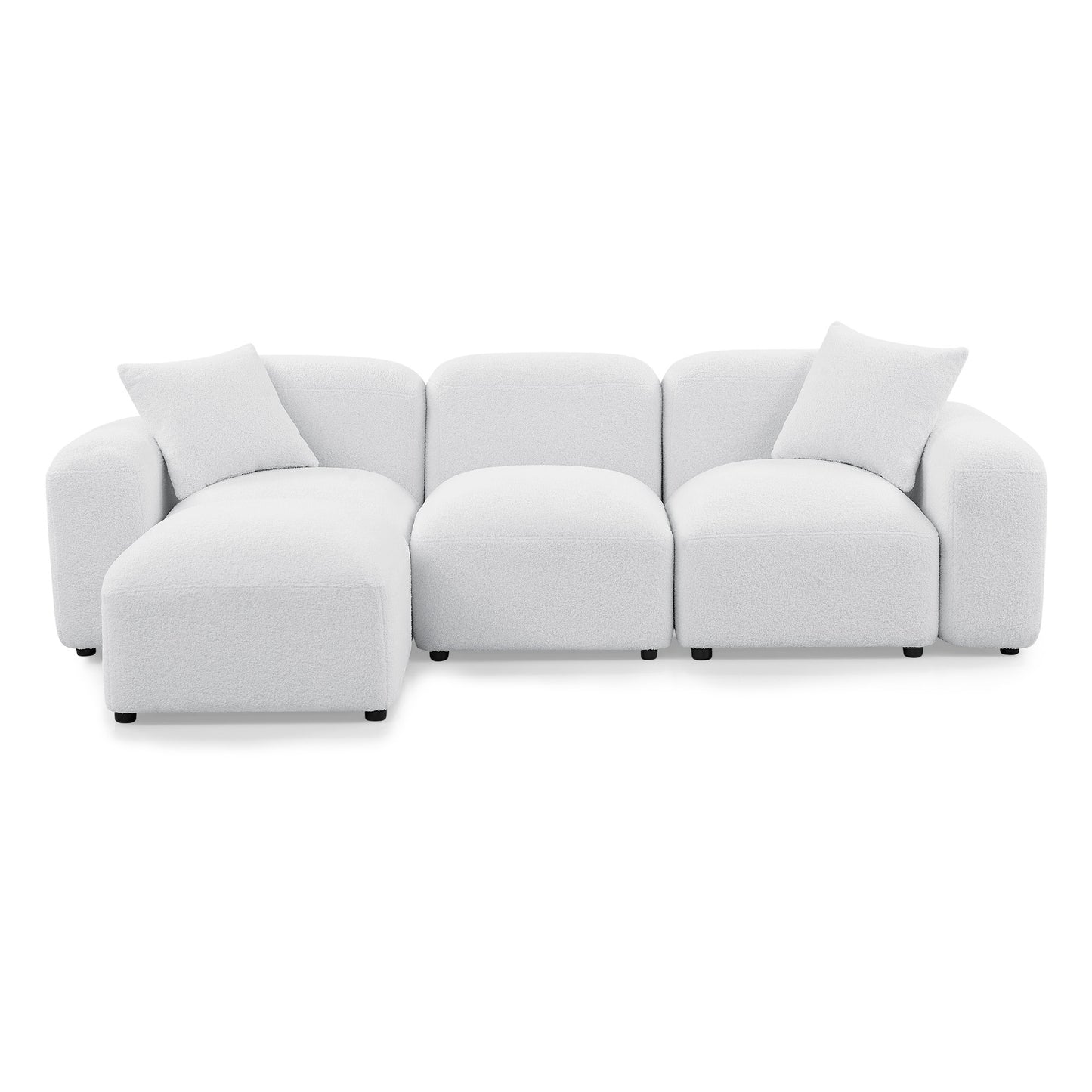 Melysen L-Shape Modular Sectional Sofa, DIY Combination,Teddy Fabric,White