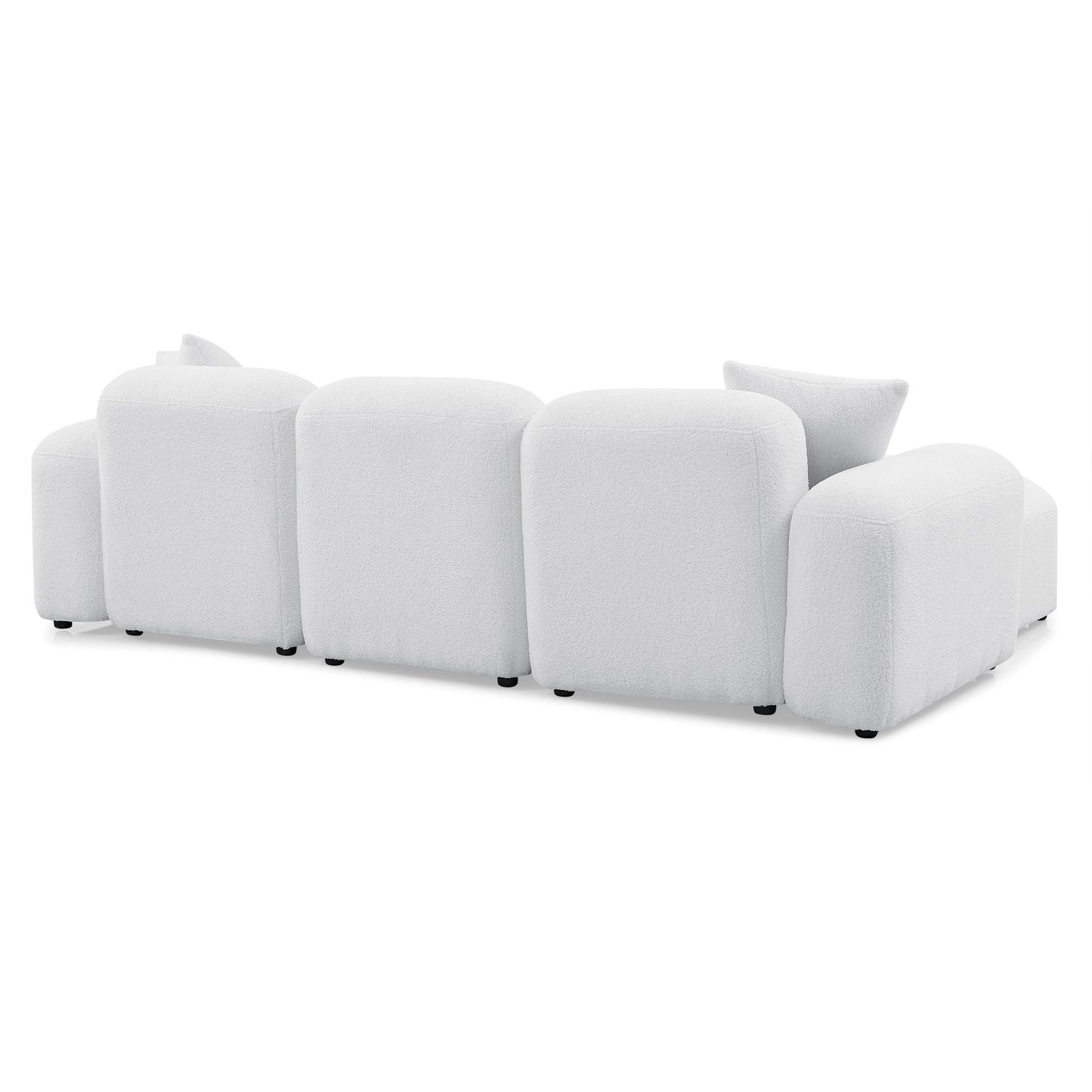 Melysen L-Shape Modular Sectional Sofa, DIY Combination,Teddy Fabric,White