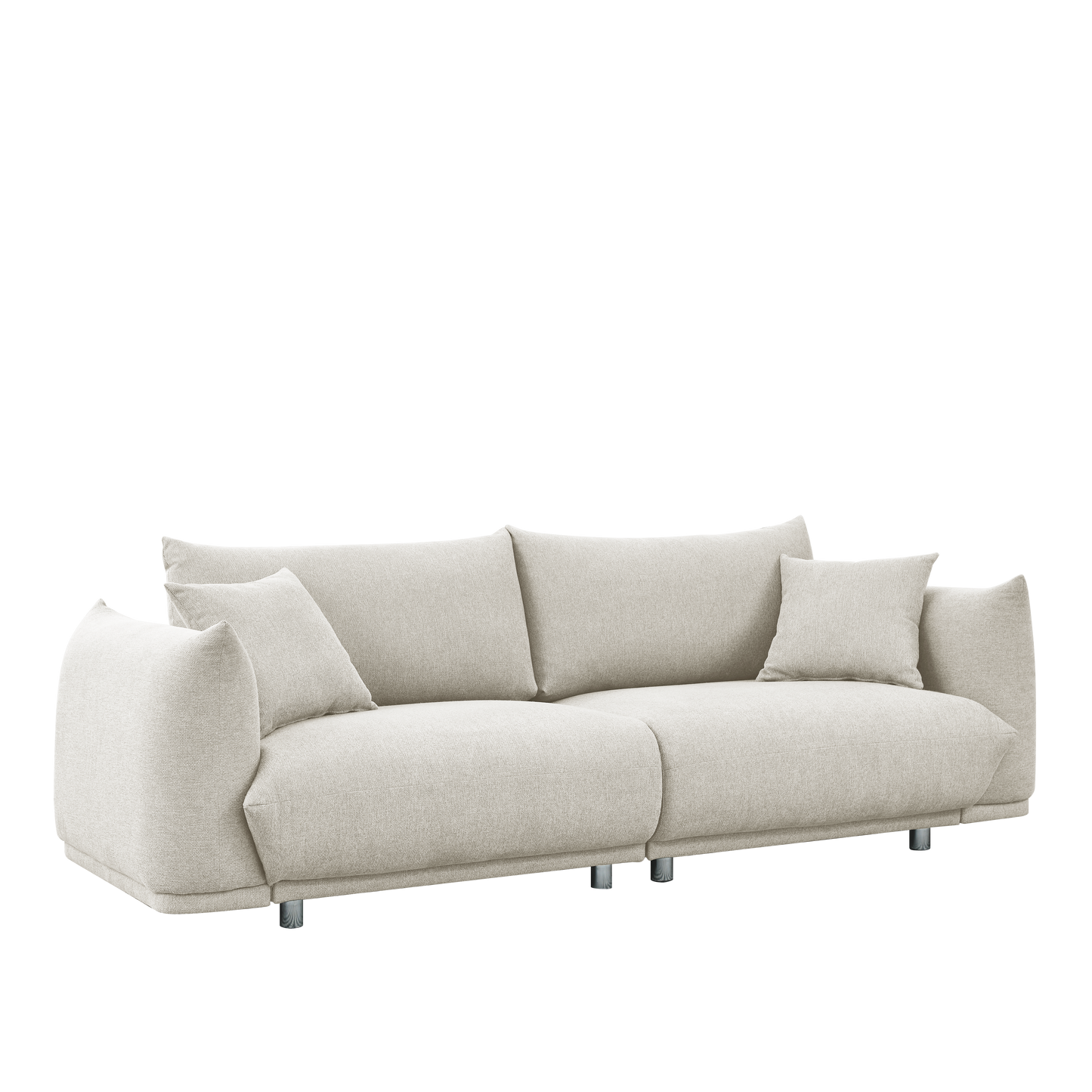 Melysen Modern Couch for Living Room Sofa,Solid Wood Frame and Stable Metal Legs, 2 Pillows, Sofa Furniture for Apartmentin