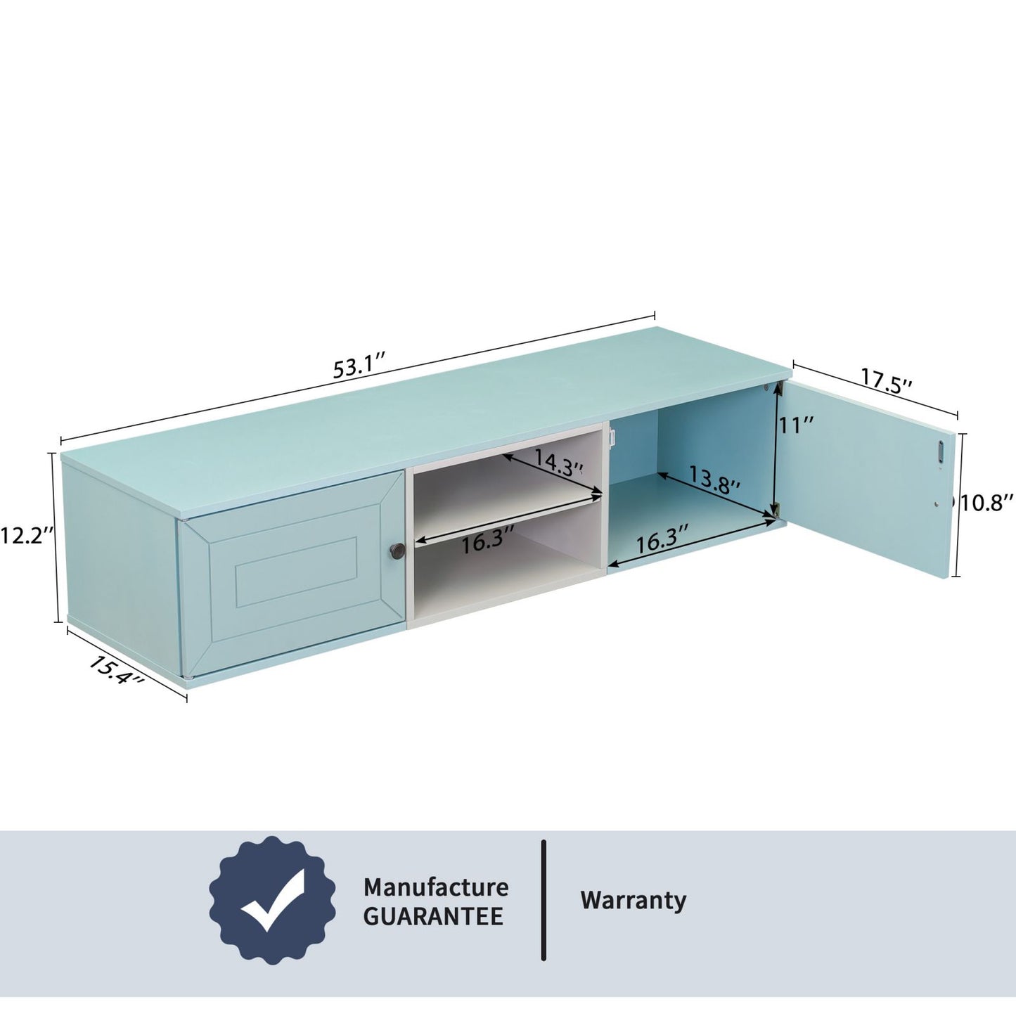 Melysen Wall Mounted 65" Floating TV Stand with Large Storage Space, 3 Levels Adjustable shelves, Magnetic Cabinet Door, Cable Management,Blue