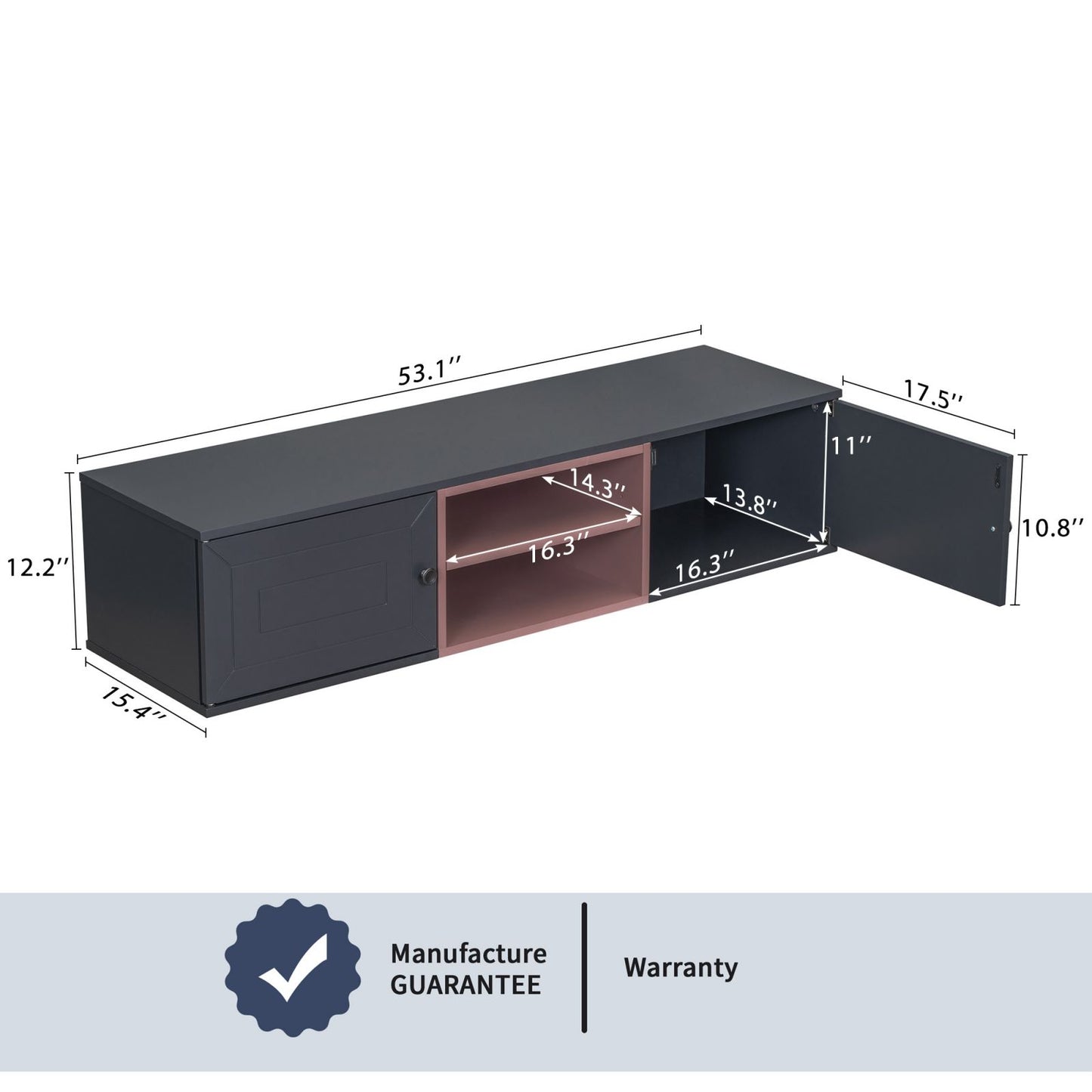 Melysen Wall Mounted 65" Floating TV Stand with Large Storage Space, 3 Levels Adjustable shelves, Magnetic Cabinet Door, Cable Management,Black