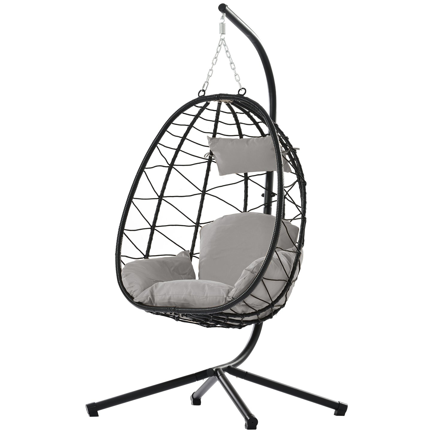 Melysen Egg Chair with Stand Indoor Outdoor Swing Chair Patio Wicker Hanging Egg Chair Hanging Basket Chair Hammock Chair with Stand for Bedroom Living Room Balcony,Light Gray