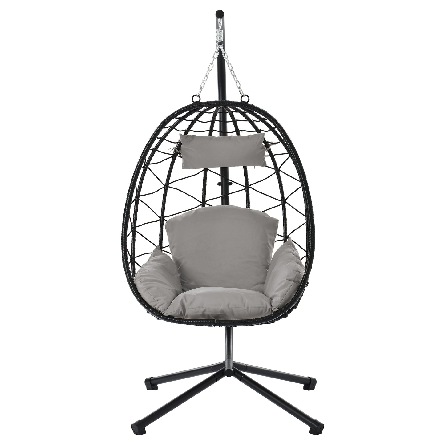 Melysen Egg Chair with Stand Indoor Outdoor Swing Chair Patio Wicker Hanging Egg Chair Hanging Basket Chair Hammock Chair with Stand for Bedroom Living Room Balcony,Light Gray