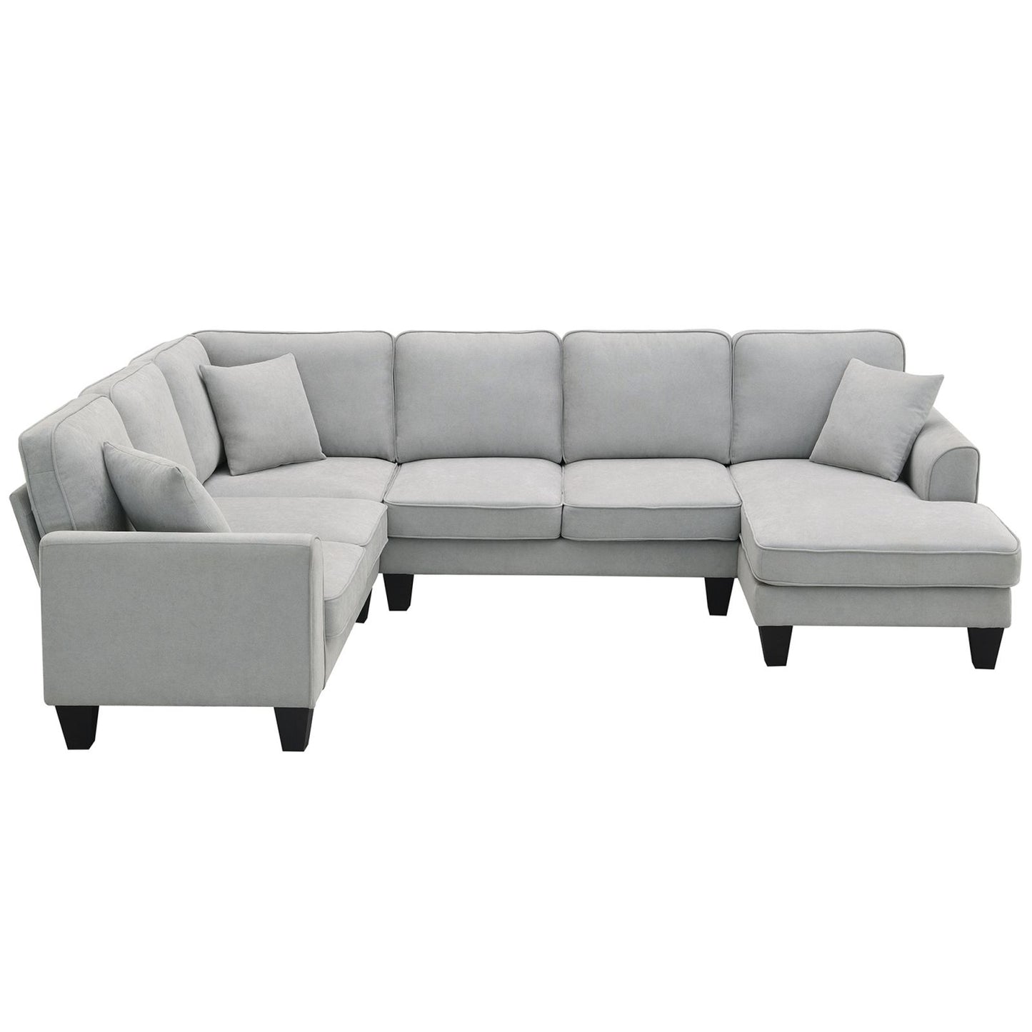 Melysen 108*85.5" Modern U Shape Sectional Sofa, 7 Seat Fabric Sectional Sofa Set with 3 Pillows Included for Living Room, Apartment, Office,3 Colors