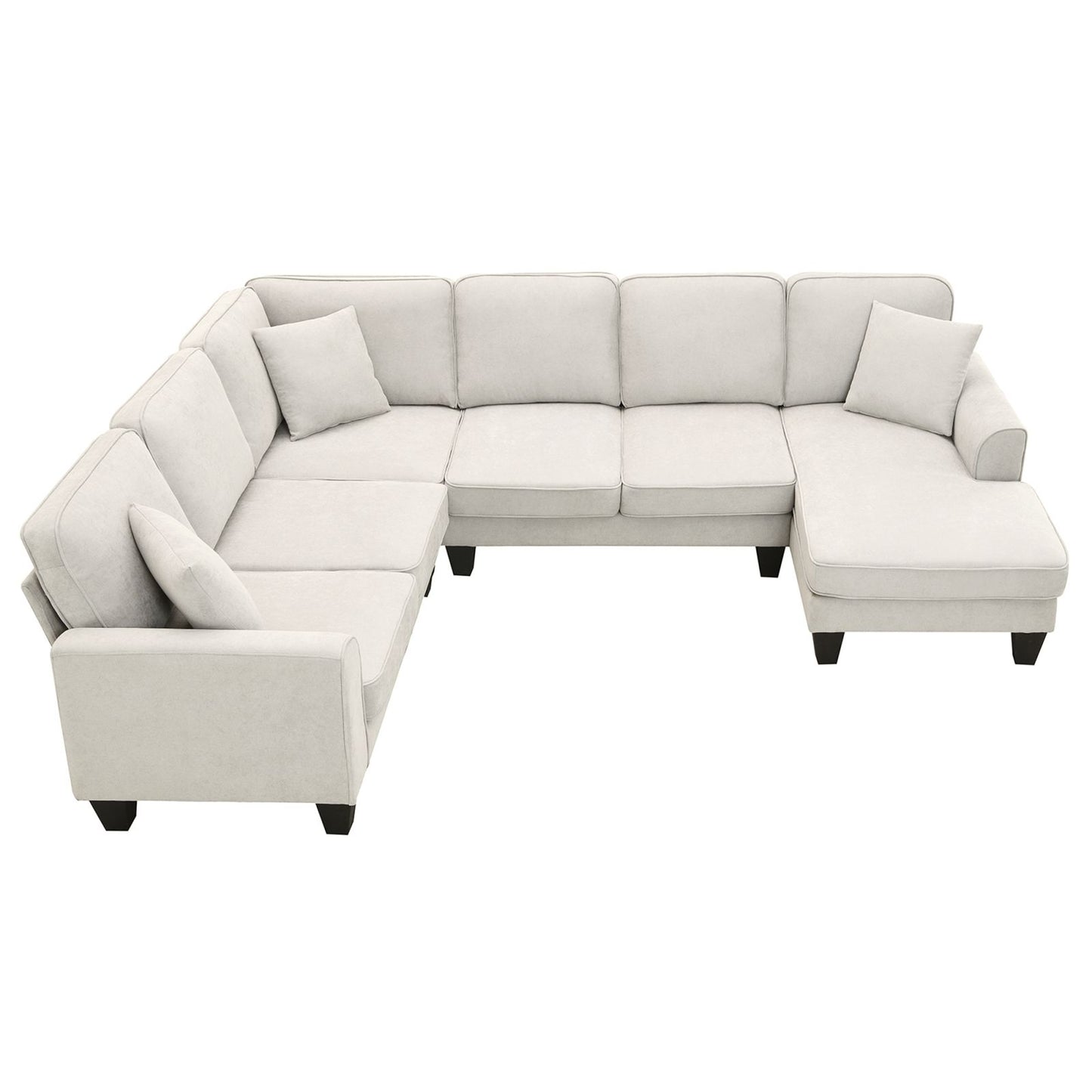 Melysen 108*85.5" Modern U Shape Sectional Sofa, 7 Seat Fabric Sectional Sofa Set with 3 Pillows Included for Living Room, Apartment, Office,3 Colors