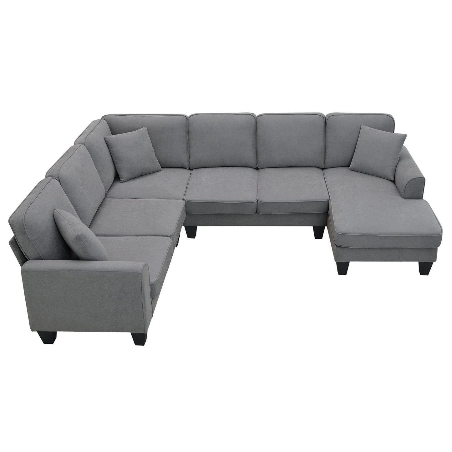 Melysen 108*85.5" Modern U Shape Sectional Sofa, 7 Seat Fabric Sectional Sofa Set with 3 Pillows Included for Living Room, Apartment, Office,3 Colors