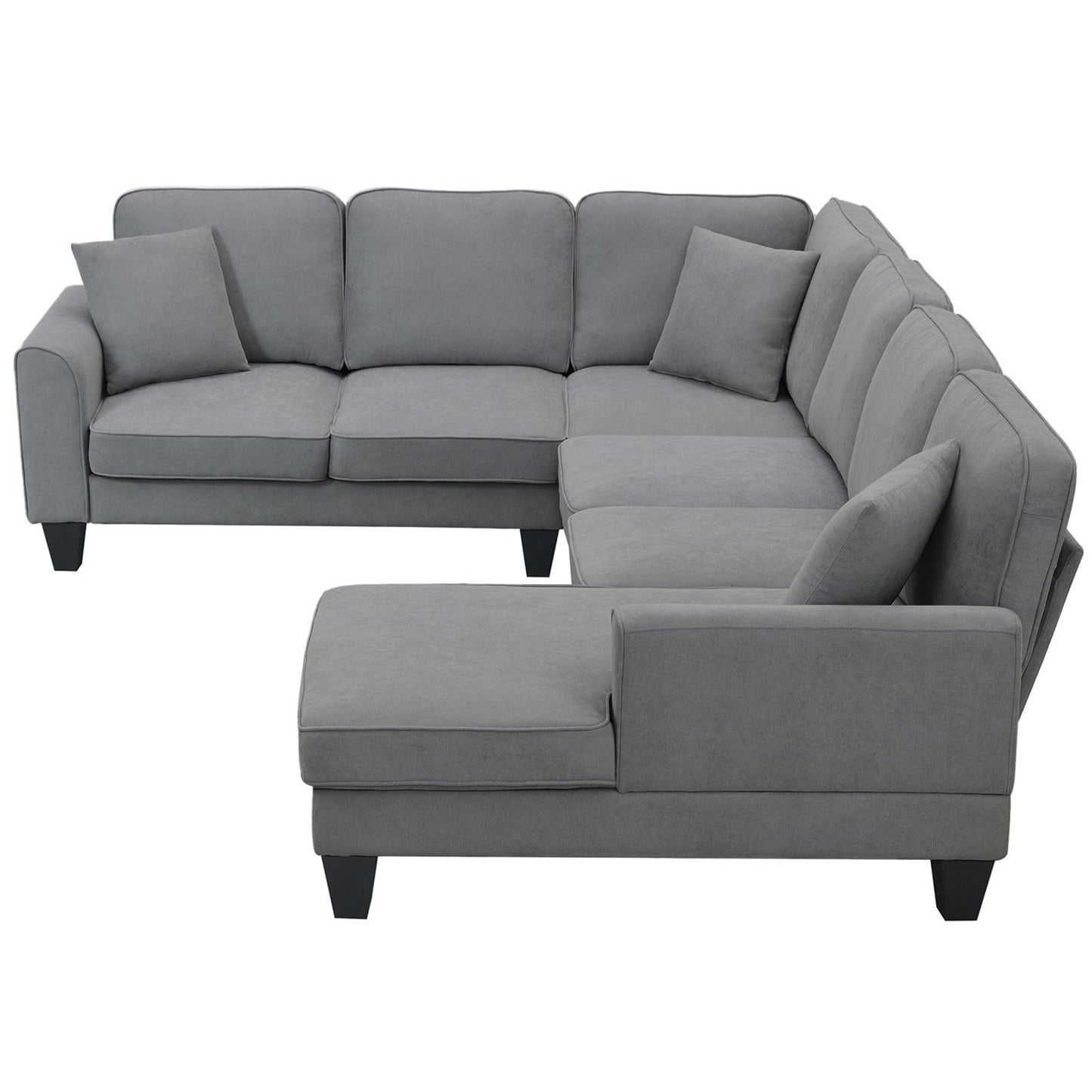 Melysen 108*85.5" Modern U Shape Sectional Sofa, 7 Seat Fabric Sectional Sofa Set with 3 Pillows Included for Living Room, Apartment, Office,3 Colors