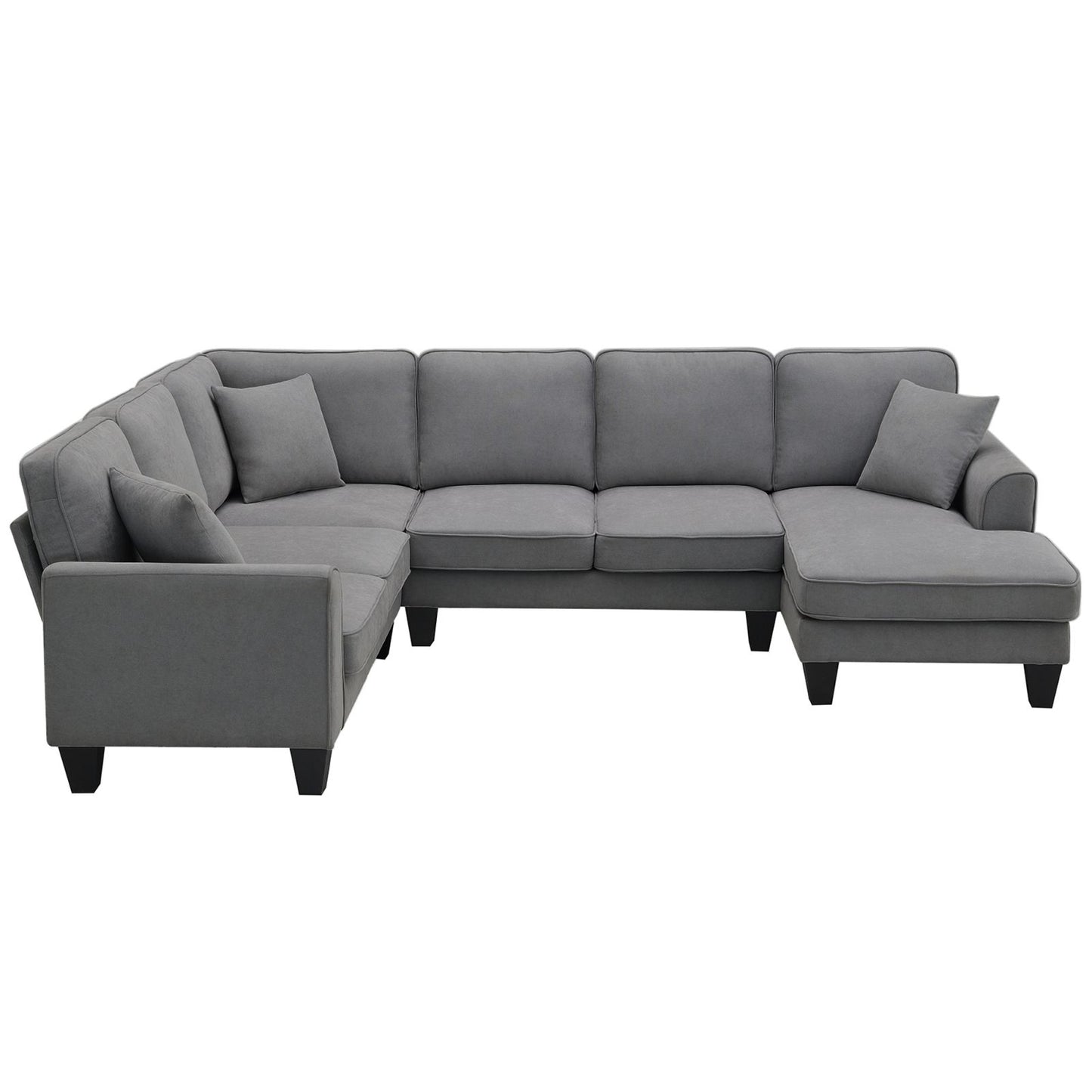 Melysen 108*85.5" Modern U Shape Sectional Sofa, 7 Seat Fabric Sectional Sofa Set with 3 Pillows Included for Living Room, Apartment, Office,3 Colors