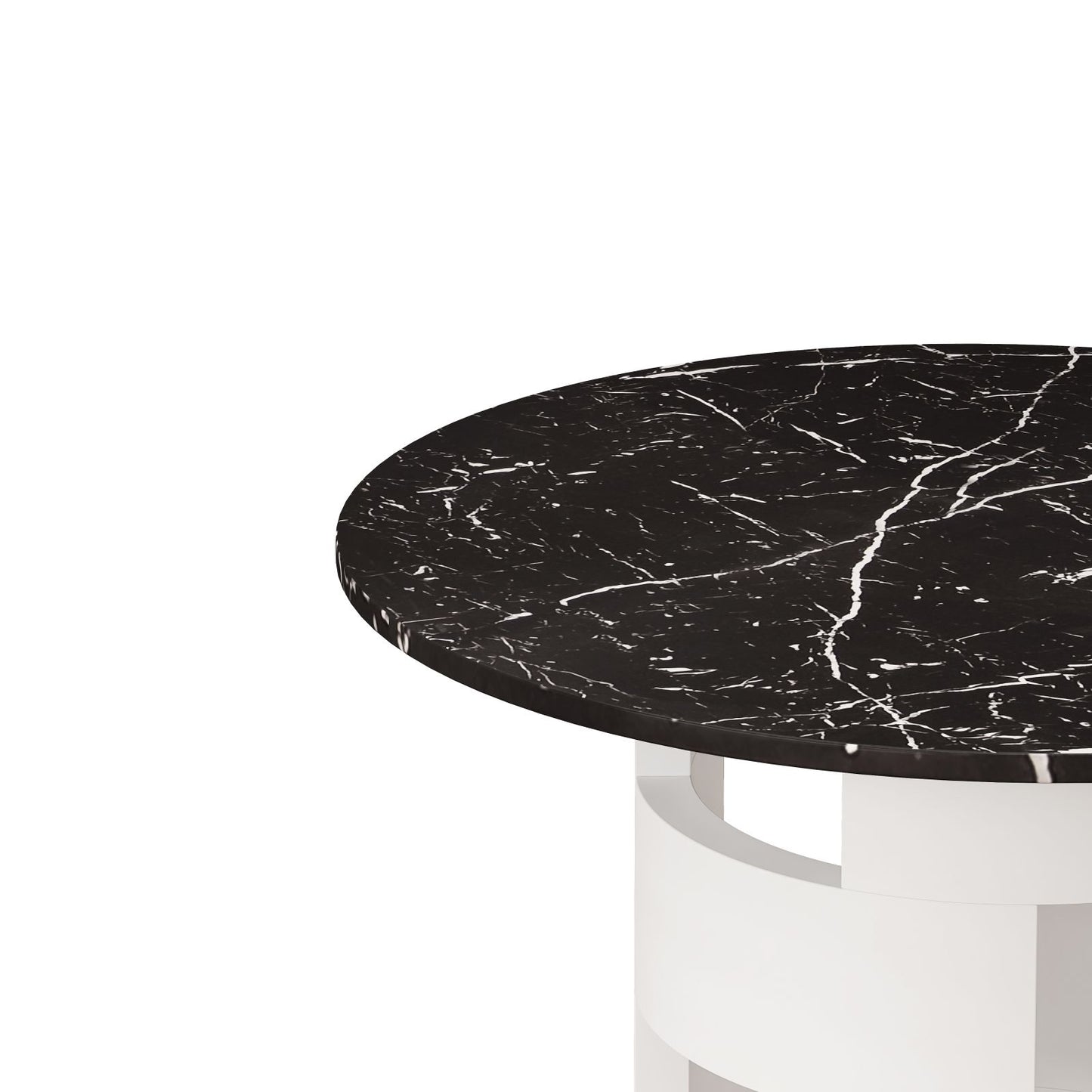 Melysen 42.12"Modern Round Dining Table with Printed Black Marble Table Top for Dining Room, Kitchen, Living Room,Black and White