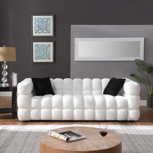 Melysen 84.3 "Modern Living Room Cotton Candy Sofa, 3-Seat Sofa, White.