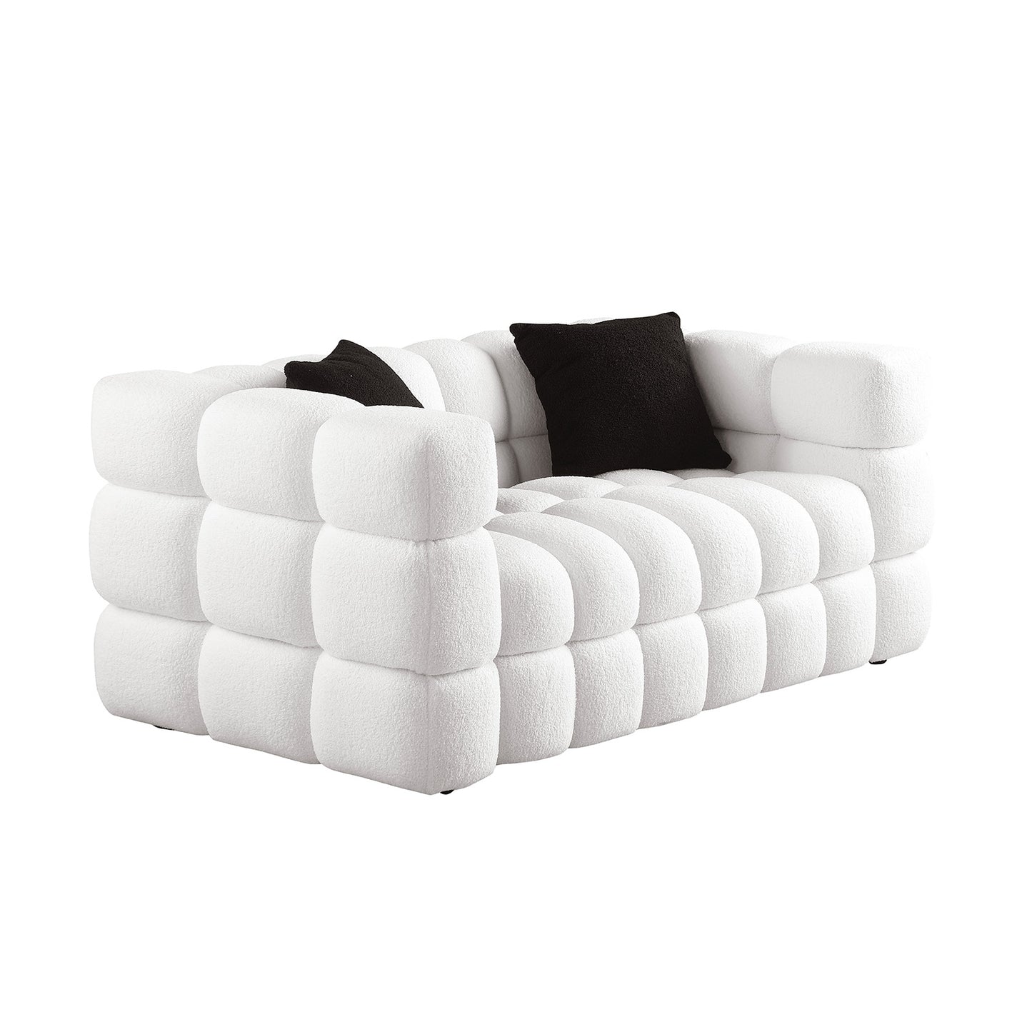 Melysen 62.2 "Modern Living Room Cotton Candy Sofa, 2-Seat Sofa, White.