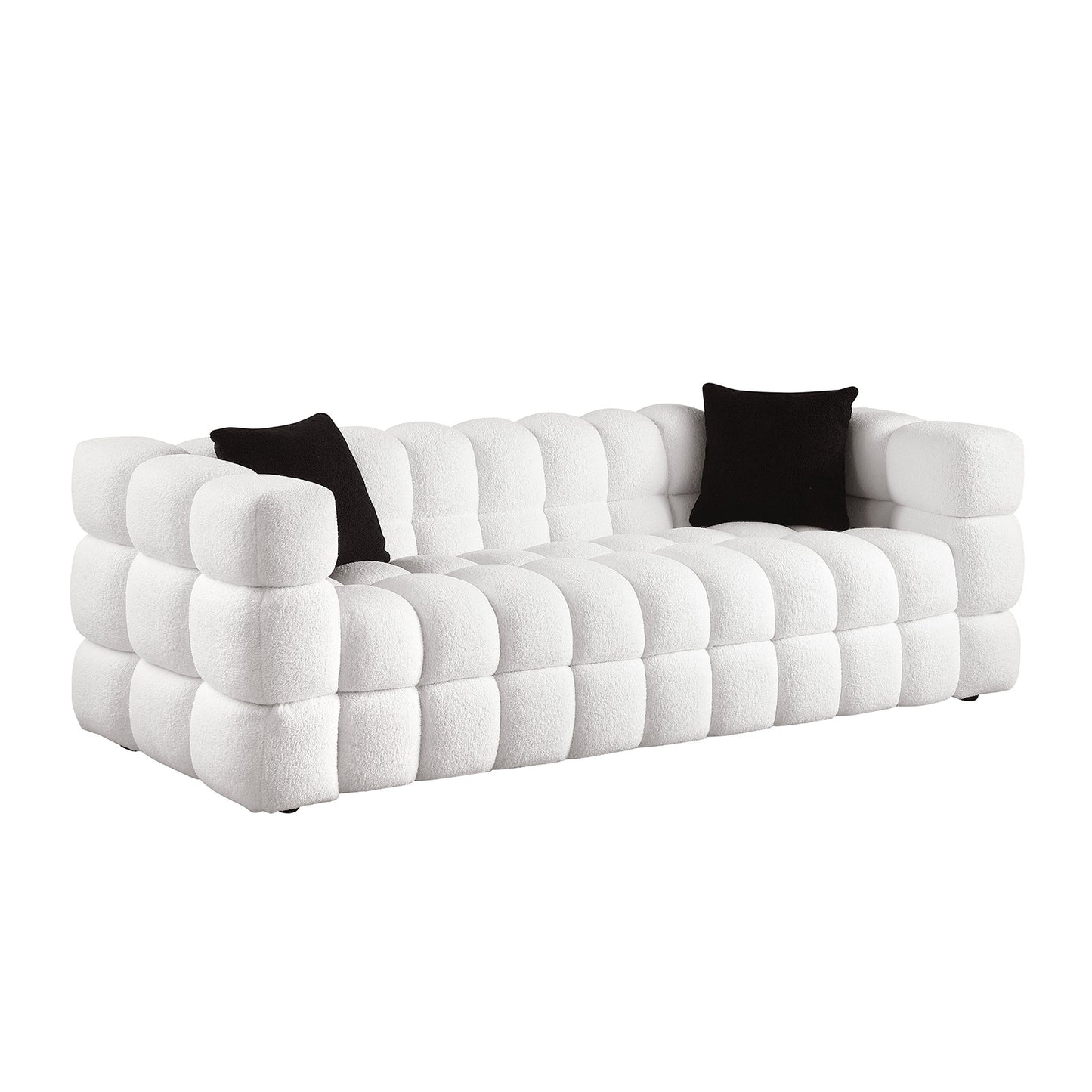 Melysen 84.3 "Modern Living Room Cotton Candy Sofa, 3-Seat Sofa, White.